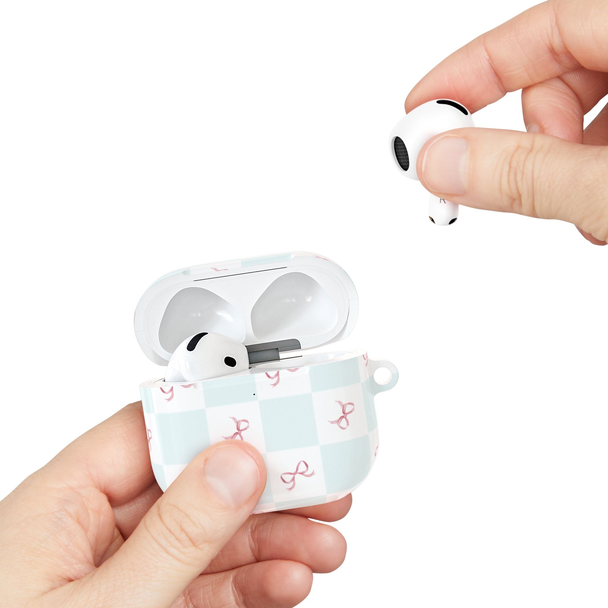 Customizable: Chic AirPod Case with Pink Ribbon Design, Trendy AirPod Case