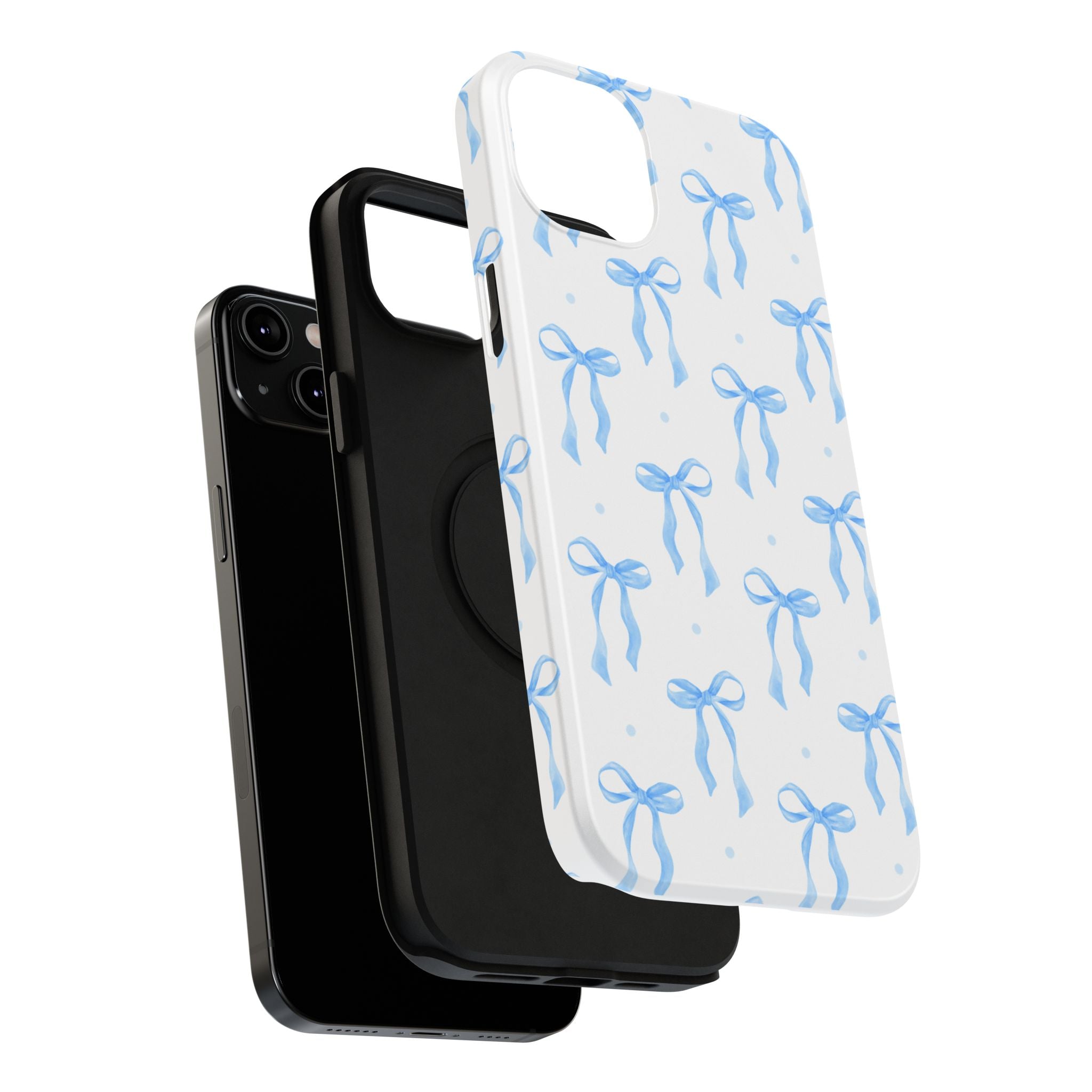 Customizable: Chic Blue Coquette Bow Impact-Resistant Phone Case