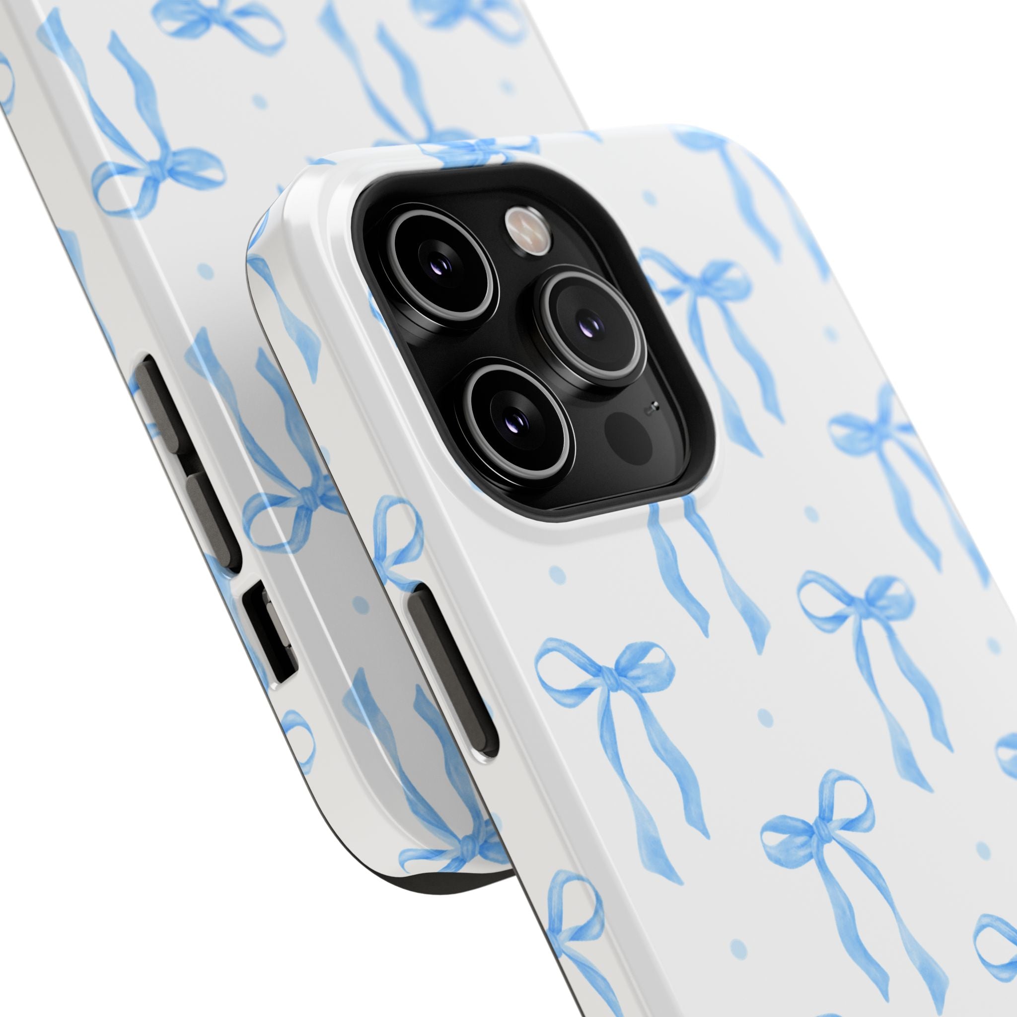 Customizable: Chic Blue Coquette Bow Impact-Resistant Phone Case