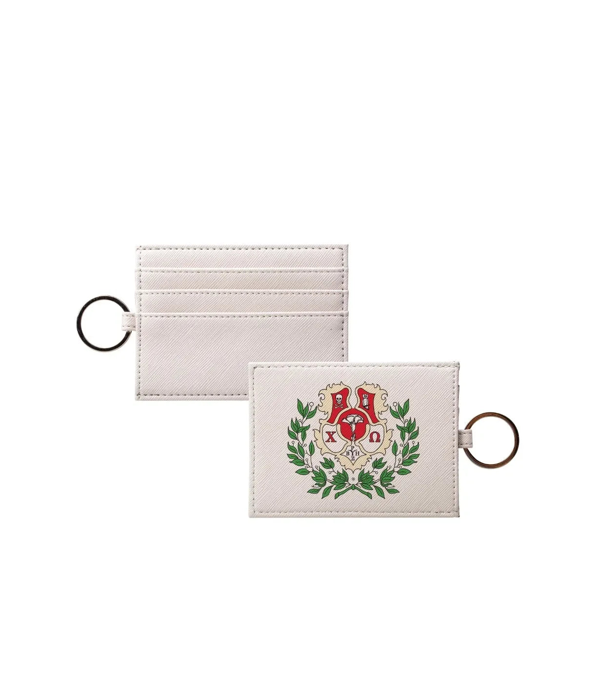 Chi Omega Vegan Saffiano Leather Card Holder - Coat of Arms