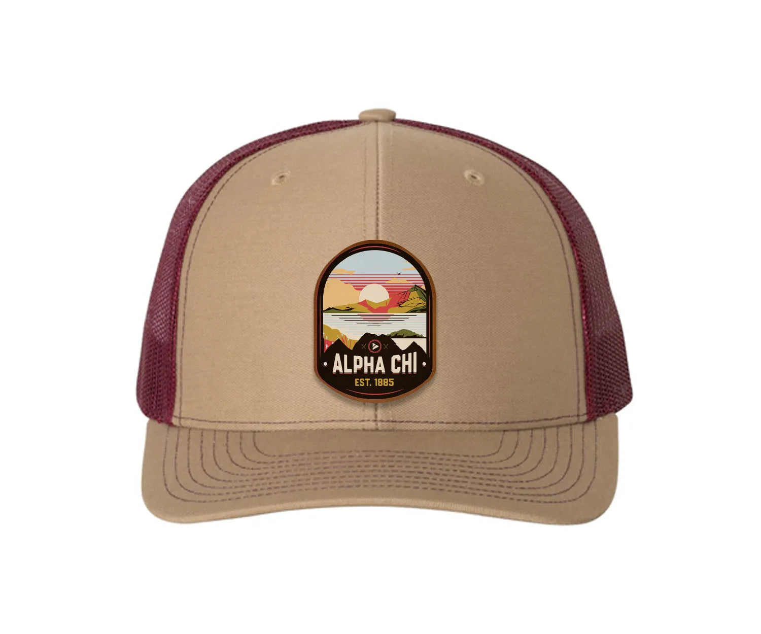 Alpha Chi Omega Richardson 112 UV Print Leatherette Patch Trucker Hat - Ventura