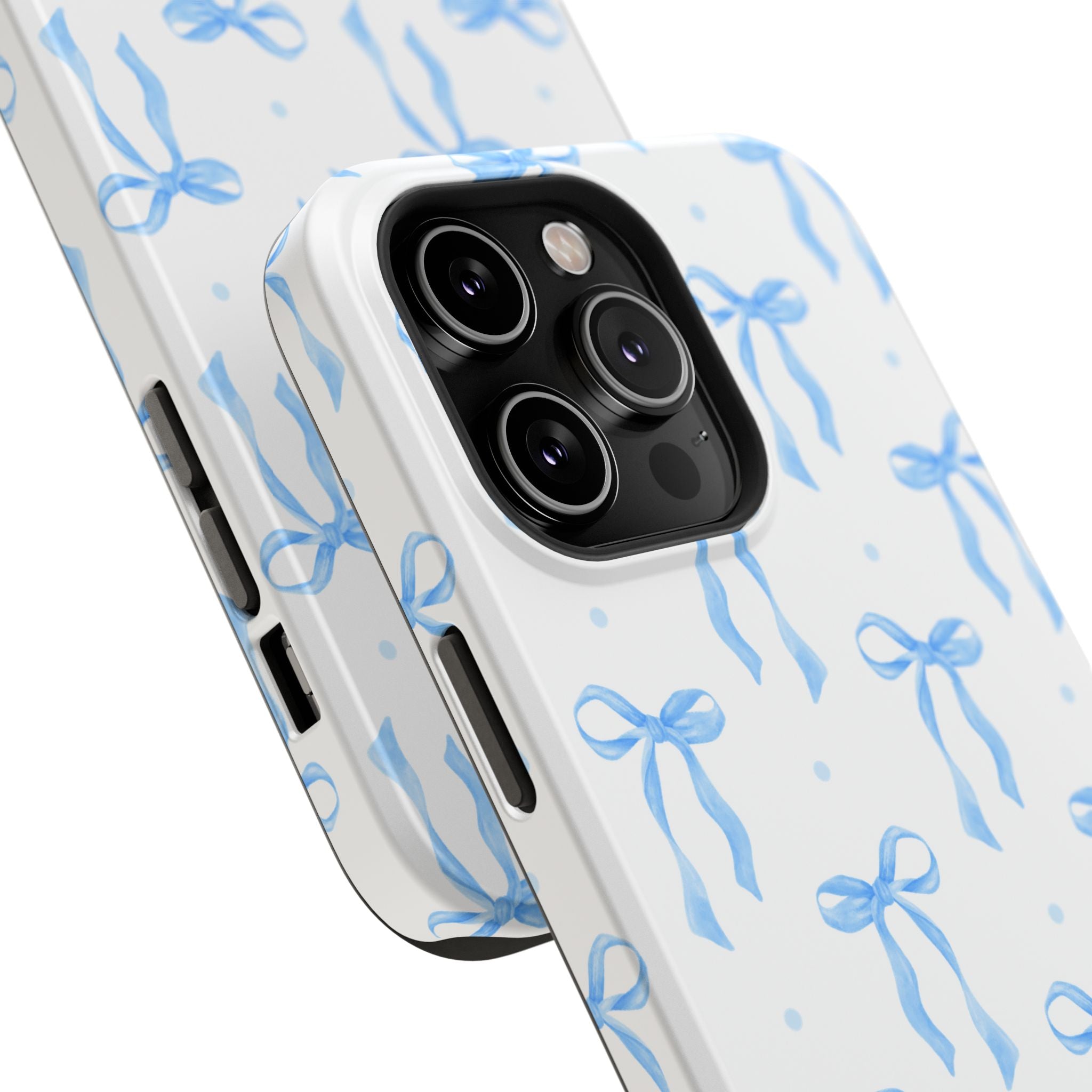 Customizable: Chic Blue Coquette Bow Impact-Resistant Phone Case