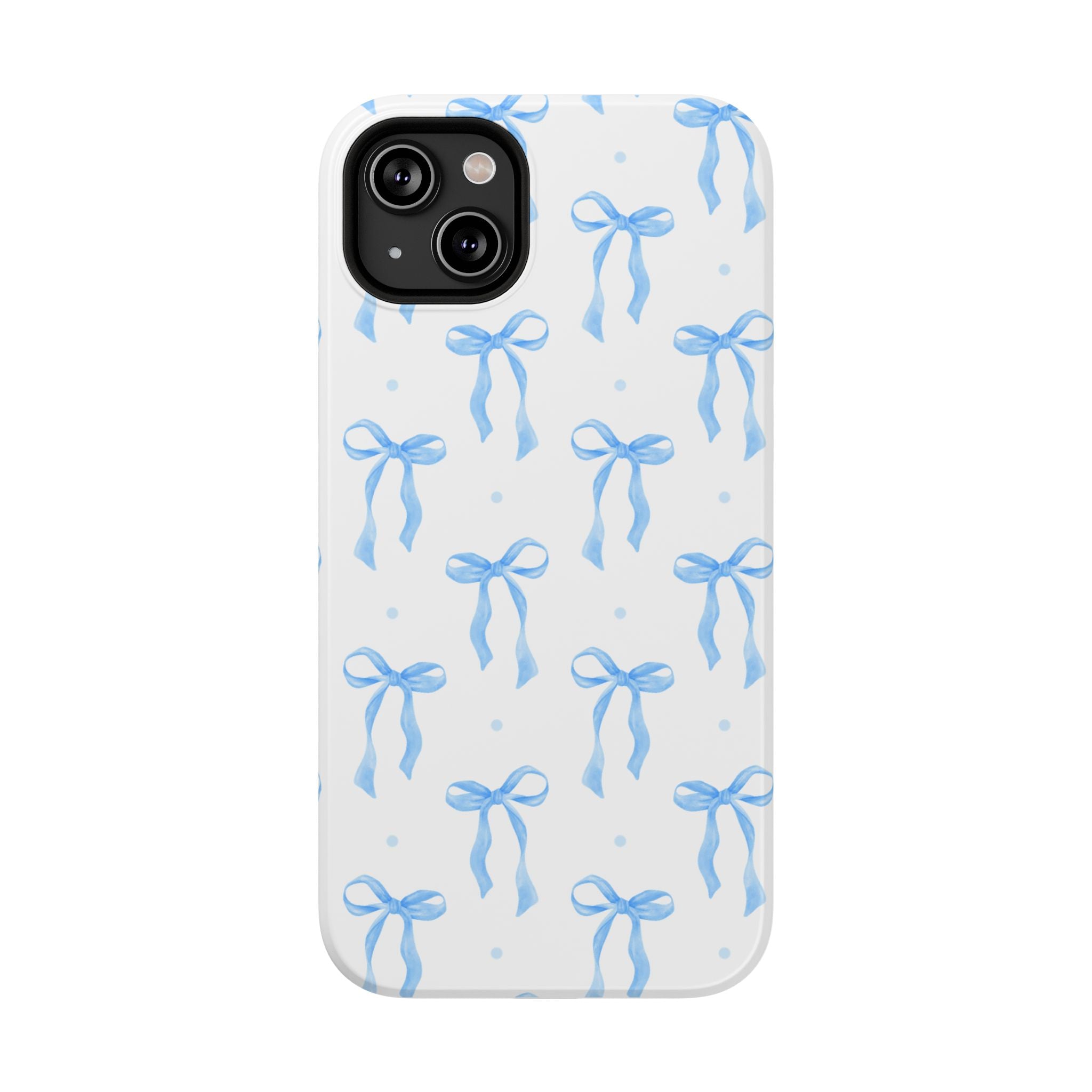 Customizable: Chic Blue Coquette Bow Impact-Resistant Phone Case
