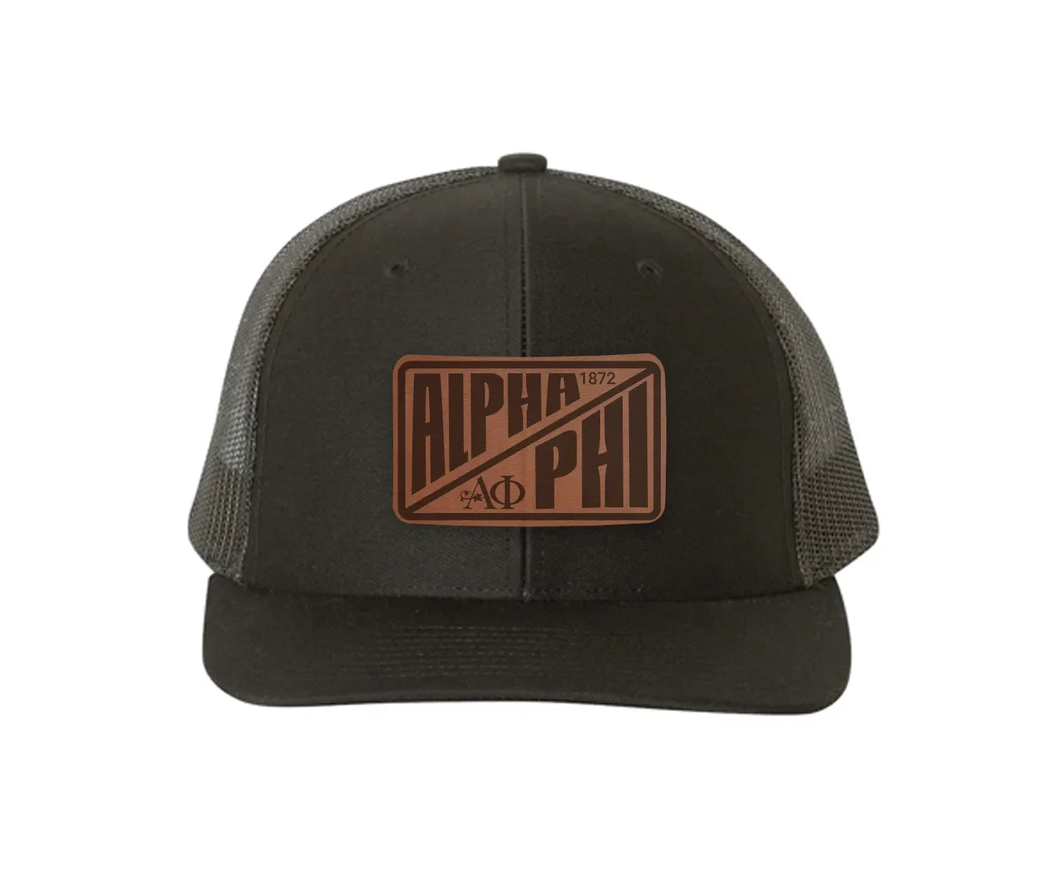 Alpha Phi Richardson 112 Leatherette Patch Trucker Hat - Divide