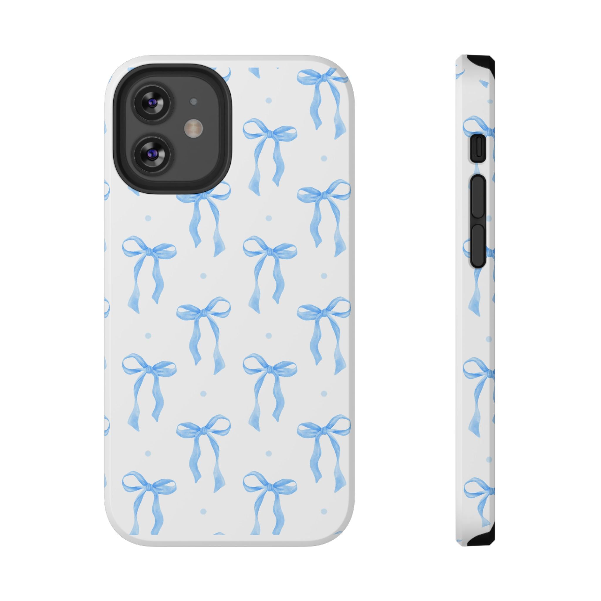 Customizable: Chic Blue Coquette Bow Impact-Resistant Phone Case