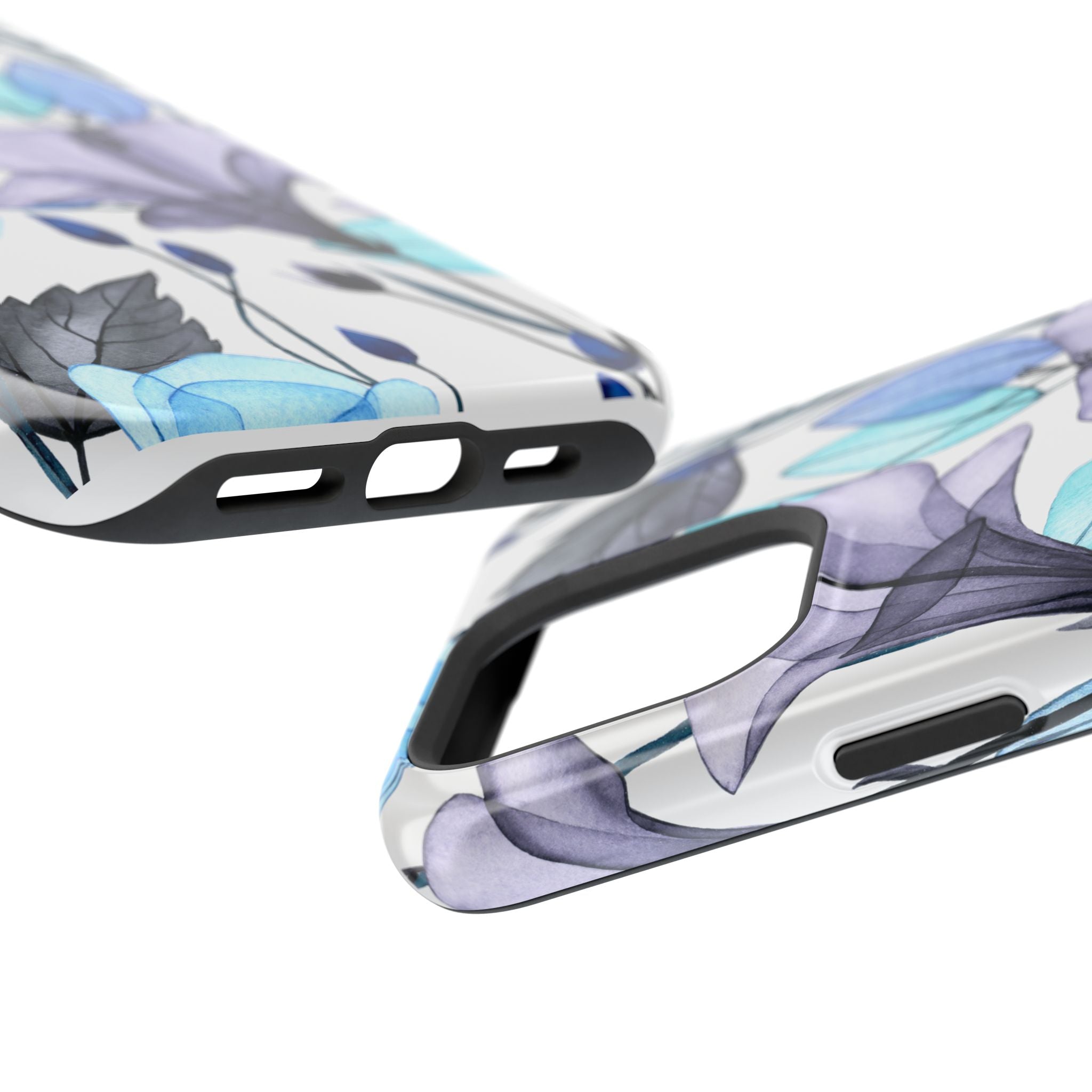 Customizable: Blue and Purple Floral Impact-Resistant Phone Case