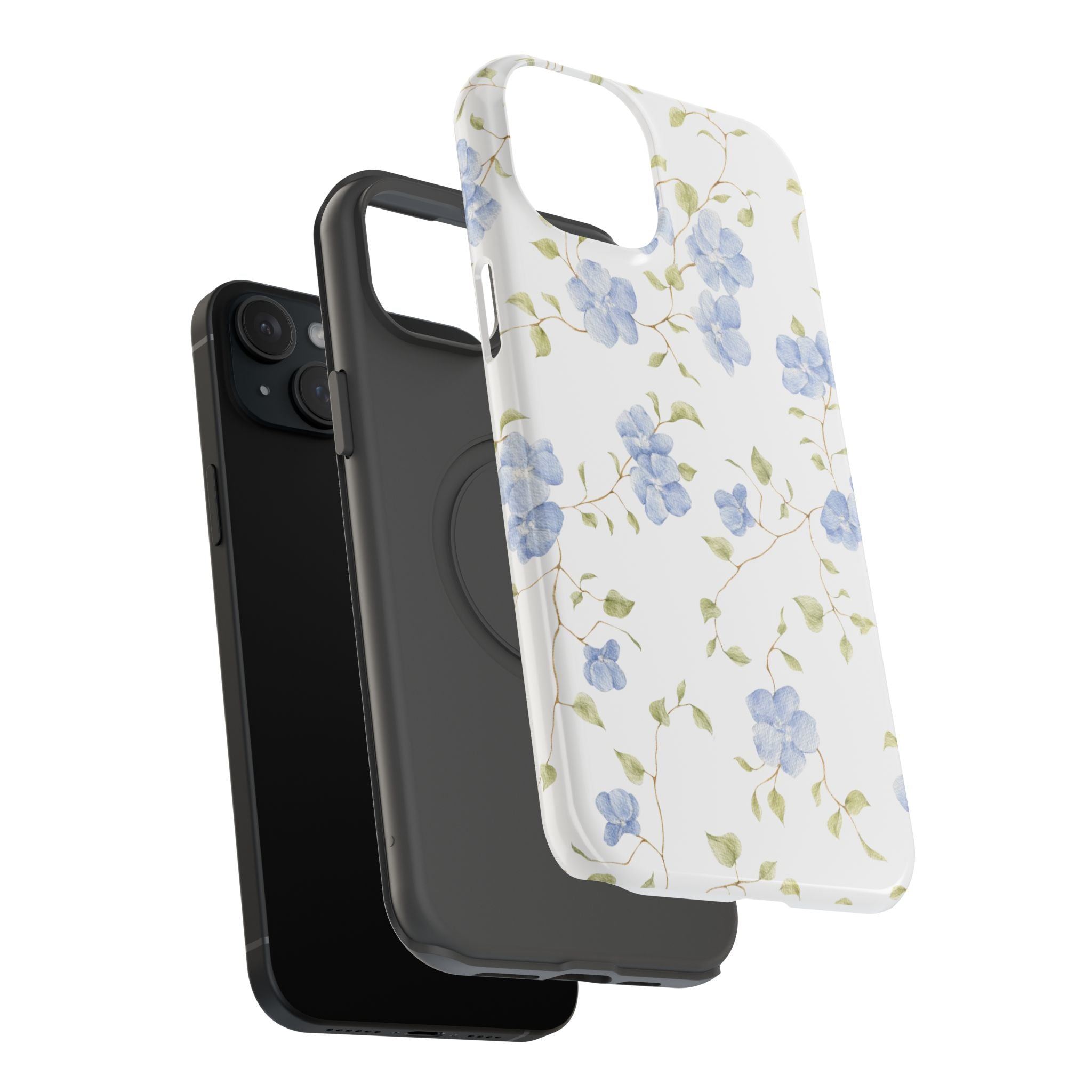 Customizable: Blue Floral Impact-Resistant Phone Case