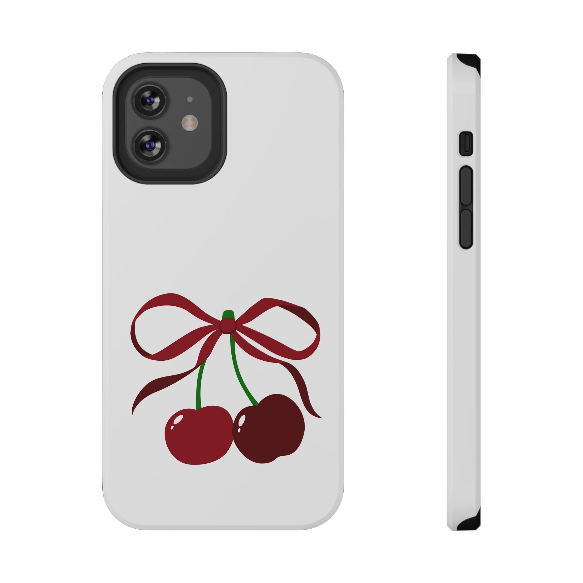 Customizable: Cherry Bow Impact-Resistant Case for Smartphones | Cute Phone Cover | Gift for Her | Cherry Lover's Accessory | Durable Phone Case