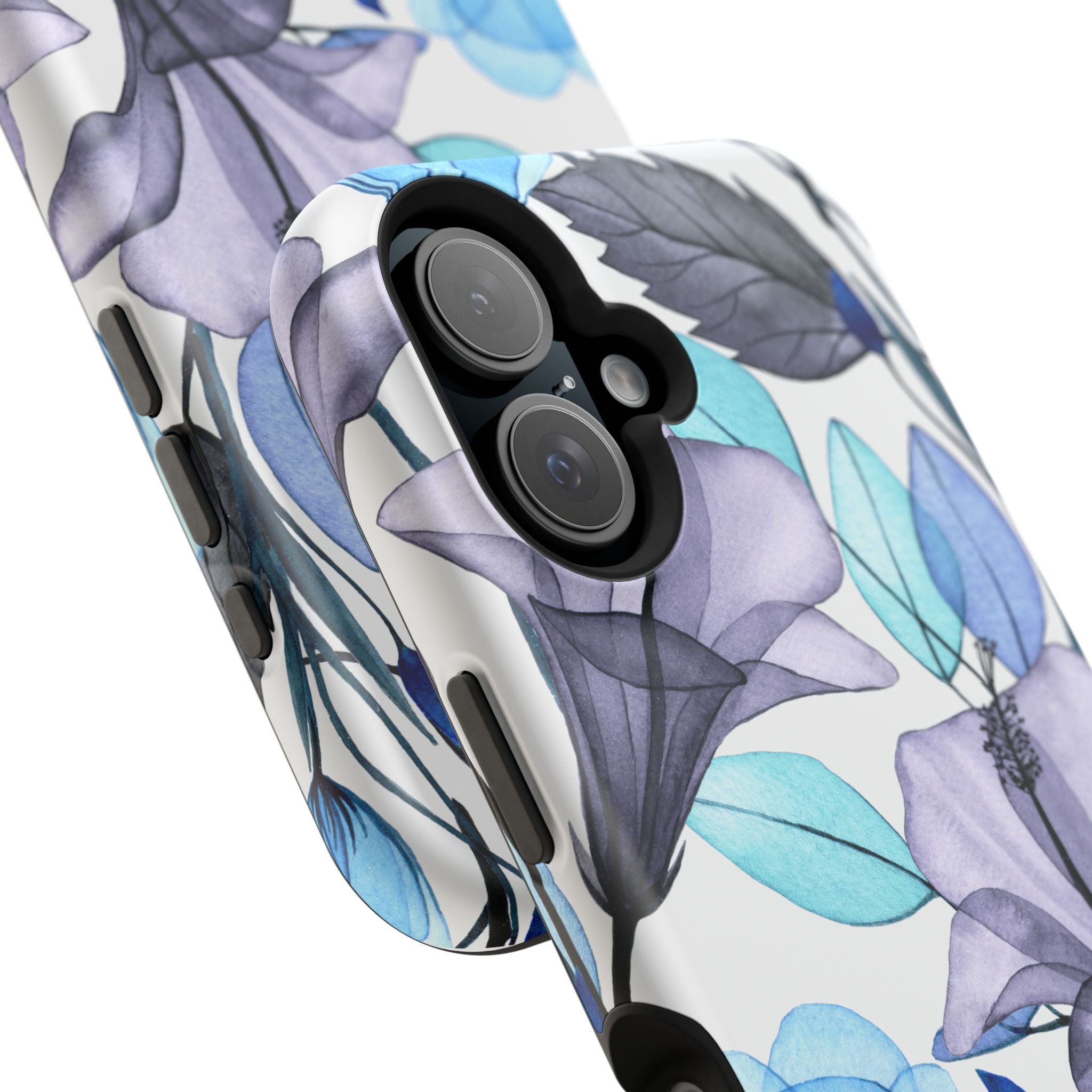 Customizable: Blue and Purple Floral Impact-Resistant Phone Case