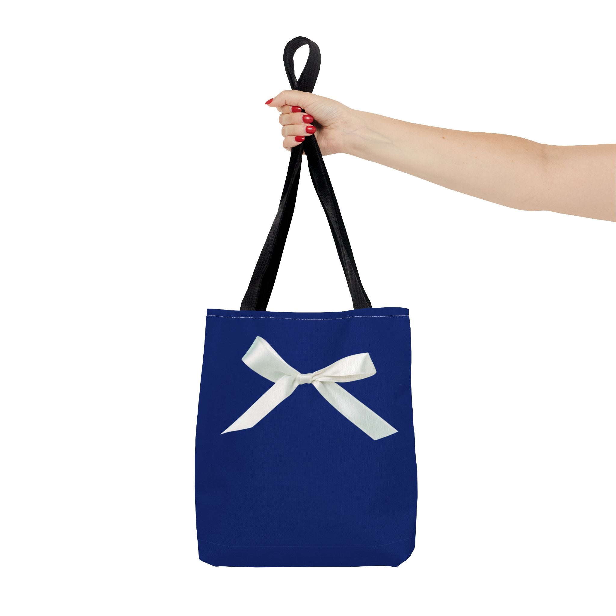 Elegant Blue Tote Bag with White Bow, Stylish Carryall, Perfect Gift for Her, Bridesmaid Tote, Wedding Accessory, Everyday Use