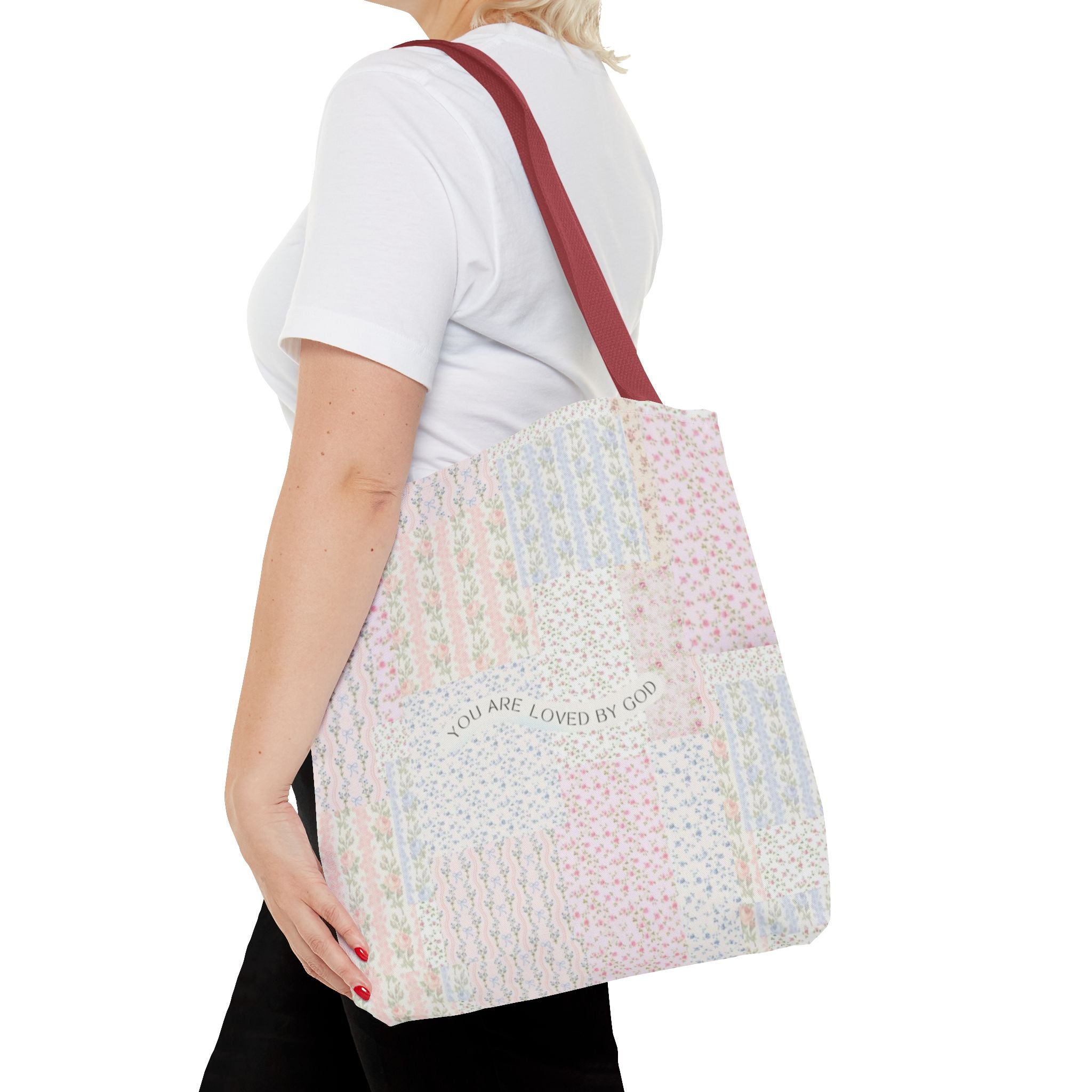 Spiritual Tote Bag with Floral Design, Inspirational Gift for Women, Church Bag, Eco-Friendly Shoulder Tote, Everyday Use