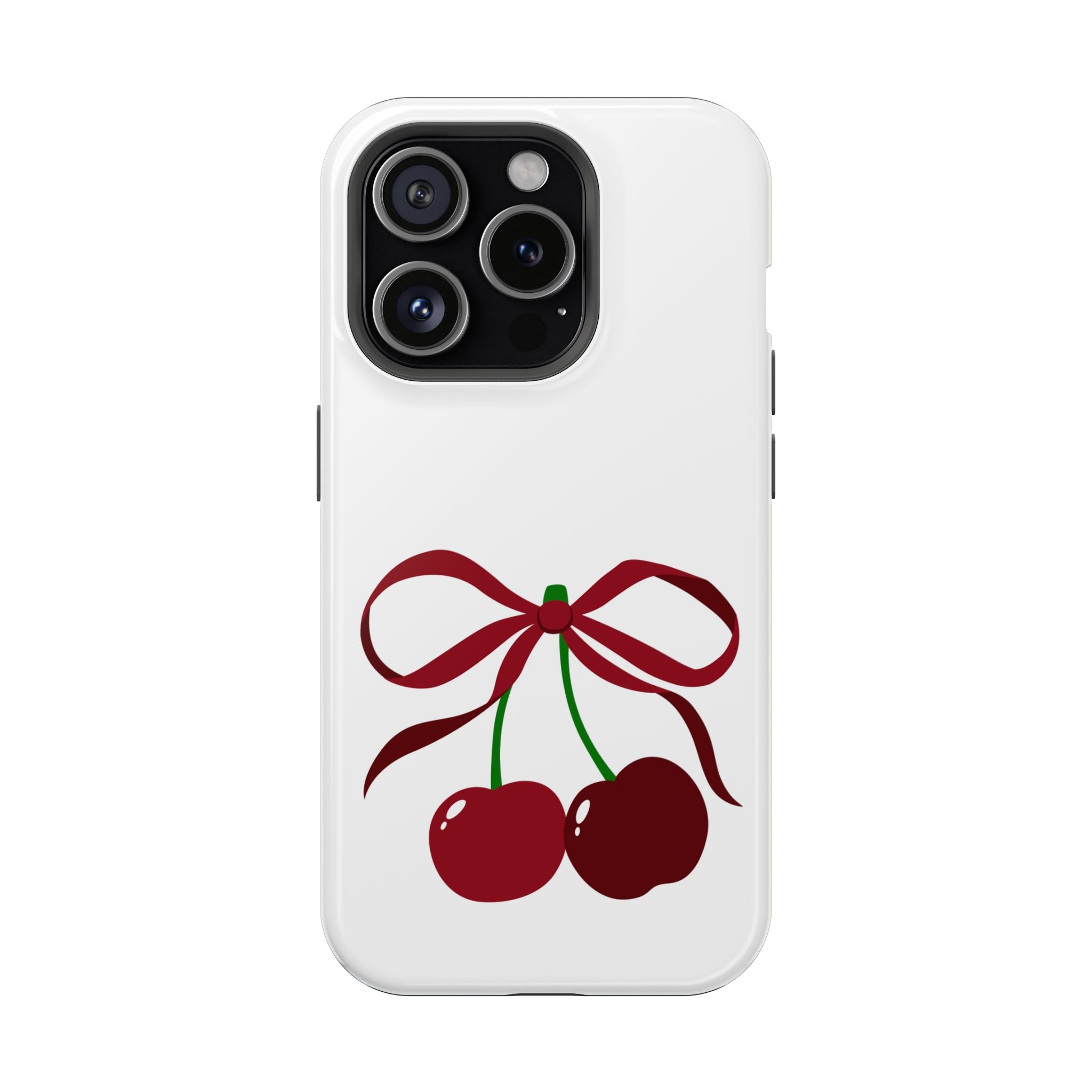 Customizable: Cherry Bow Impact-Resistant Case for Smartphones | Cute Phone Cover | Gift for Her | Cherry Lover's Accessory | Durable Phone Case
