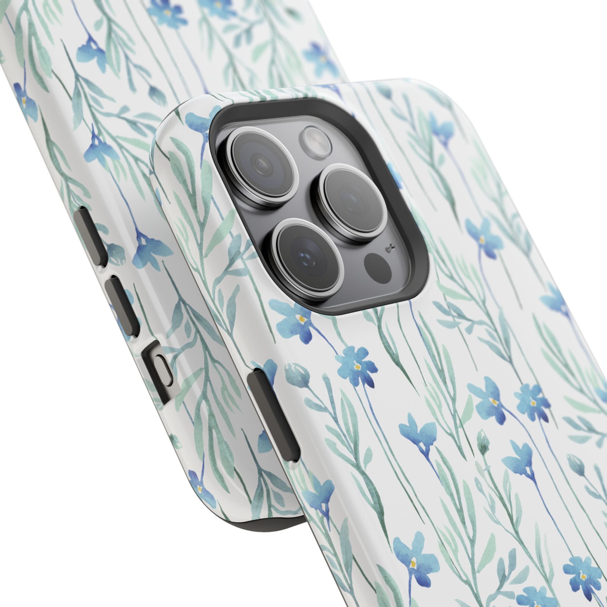 Customizable: Blue Floral Impact-Resistant Phone Case