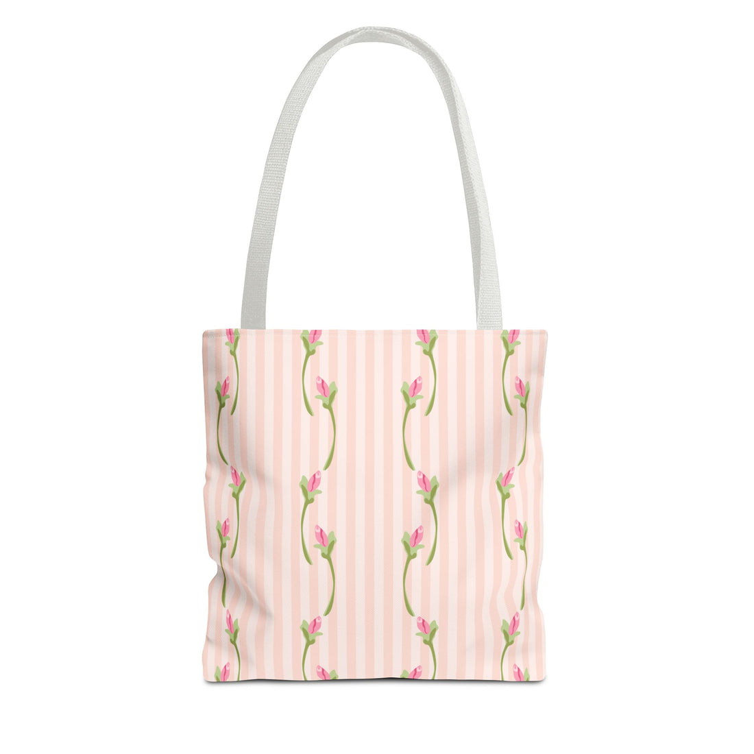Tote bag with floral pattern on a light pink background