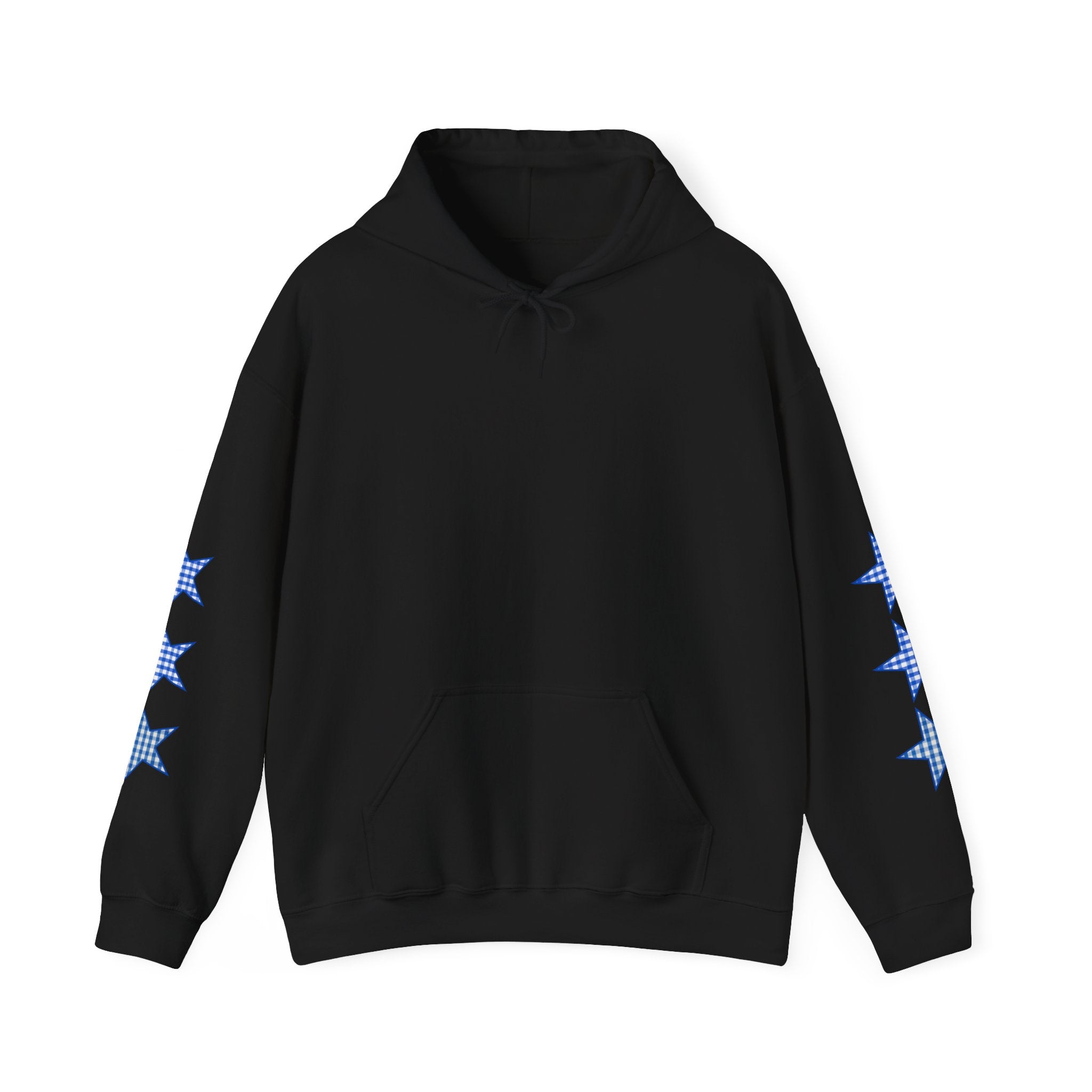 Customizable Tri-Star Blue Gingham Hoodie