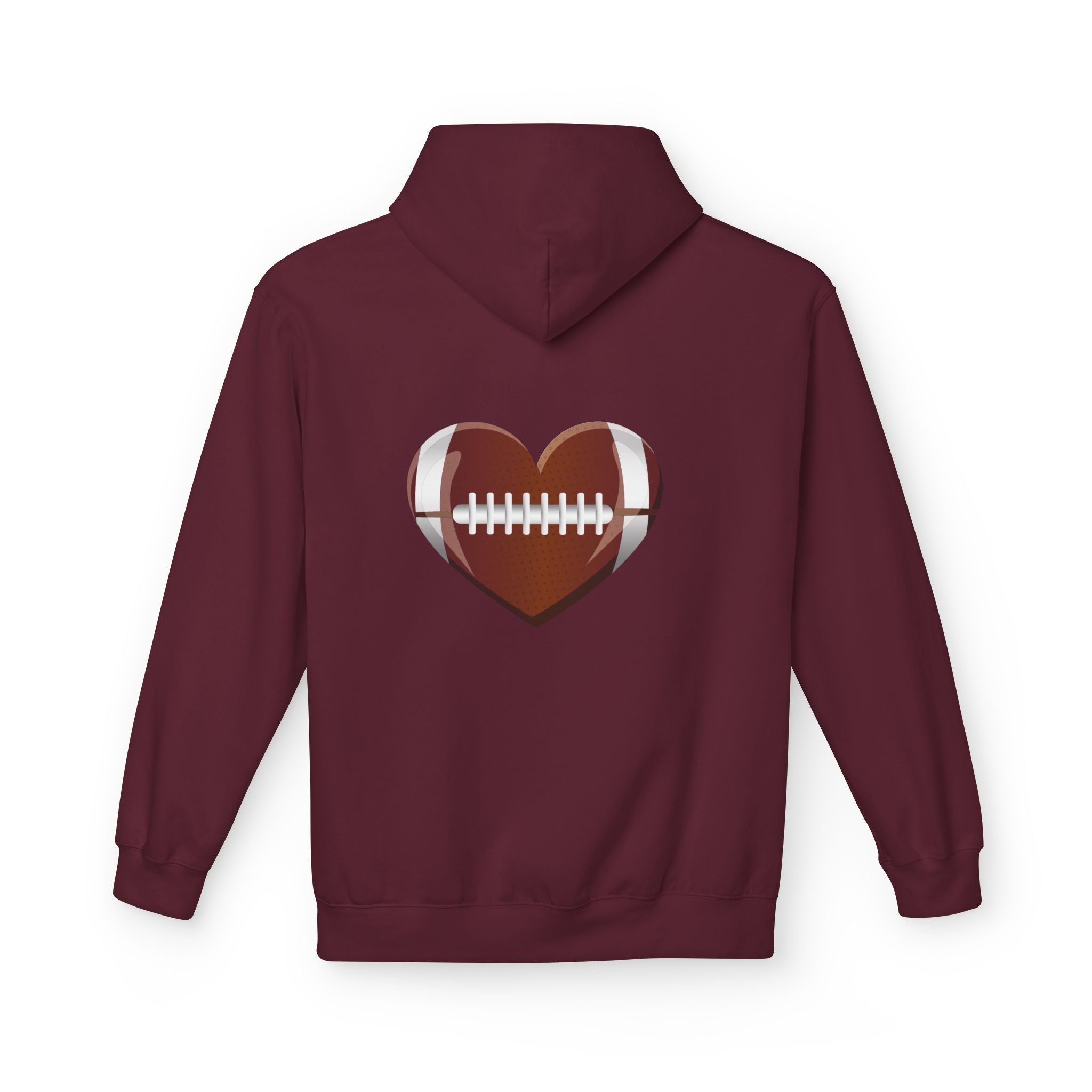Football Heart Hoodie - Midweight Fleece Sweatshirt for Sports Fans, Gift for Holidays, Game Day Apparel, Cozy and Casual