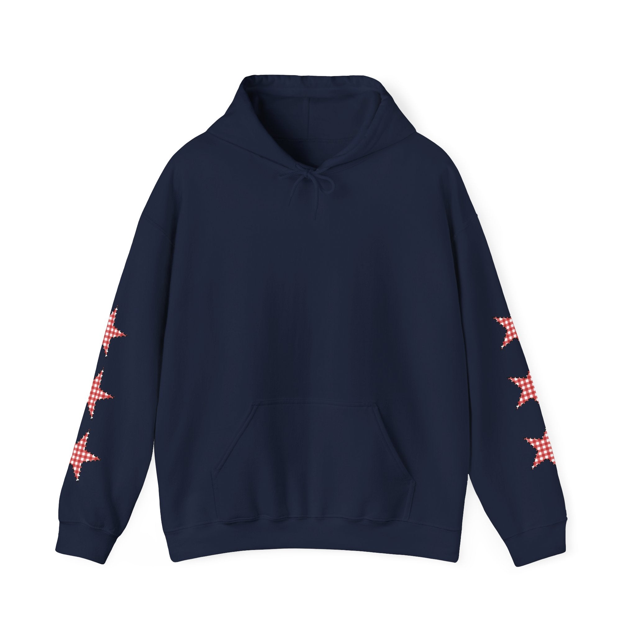 Red Gingham Star Hoodie, Cozy Winter Sweatshirt, Casual Unisex Outerwear, Perfect Gift for Birthdays, Holidays, and Trendy Outfits