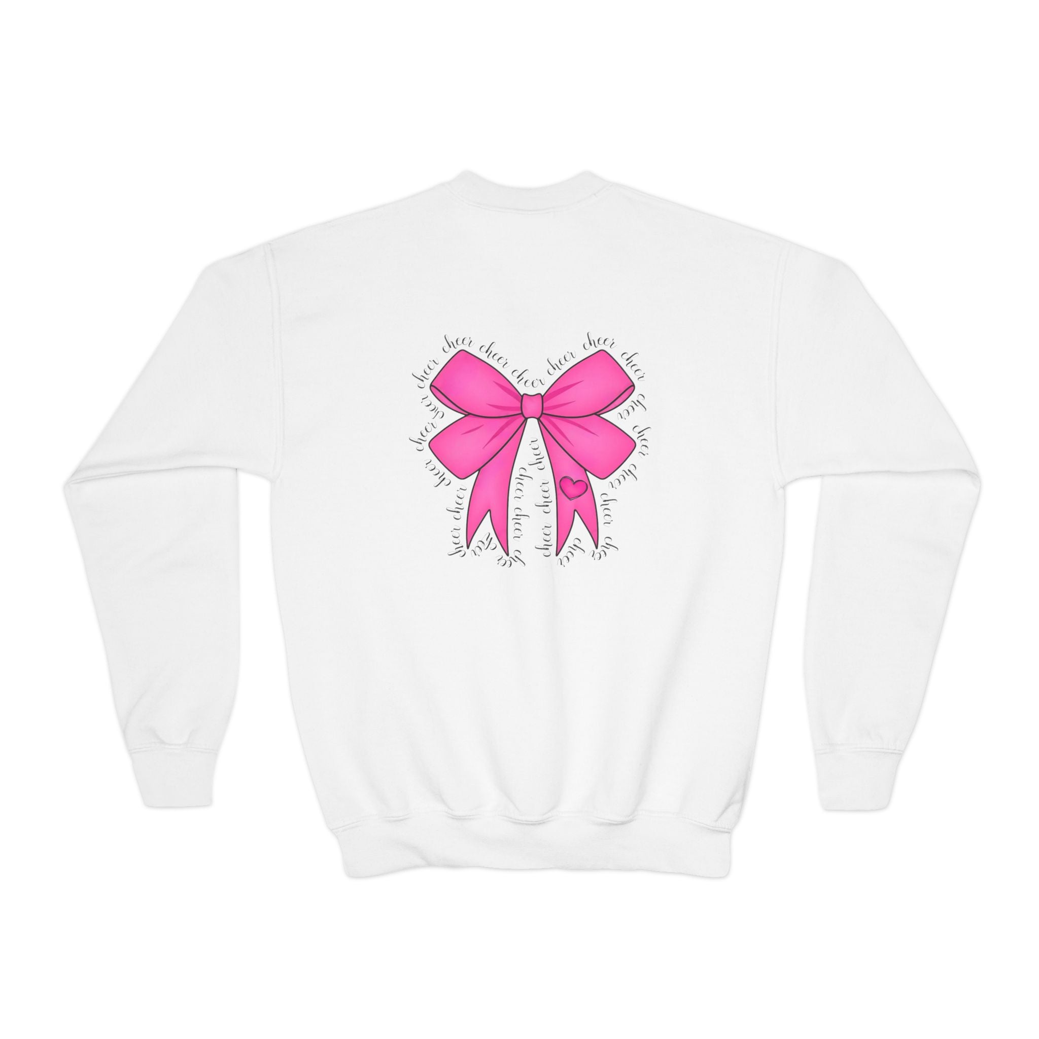 Customizable Youth Cheer Crewneck with Cheer Bow Design