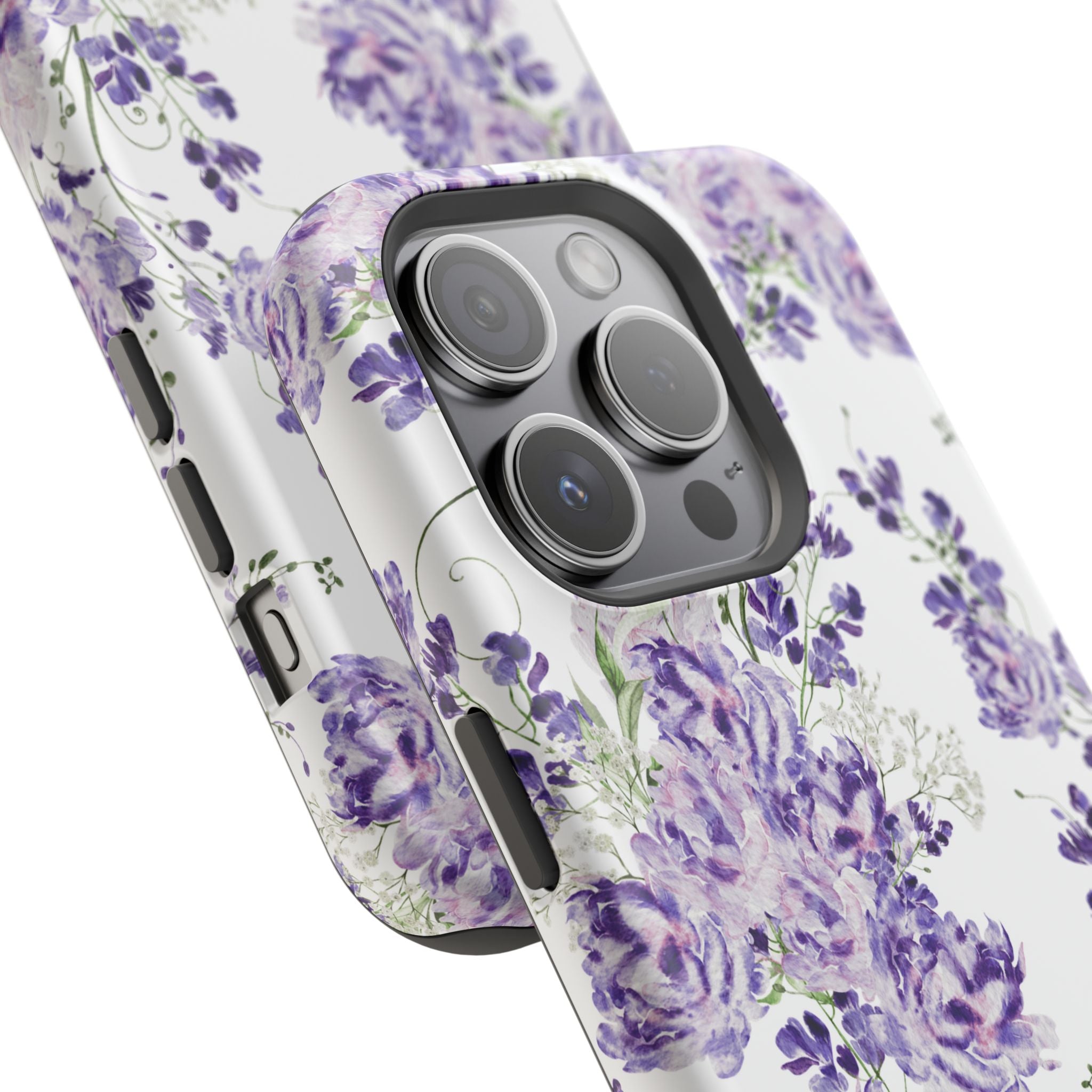 Customizable: Purple Floral Impact-Resistant Phone Case