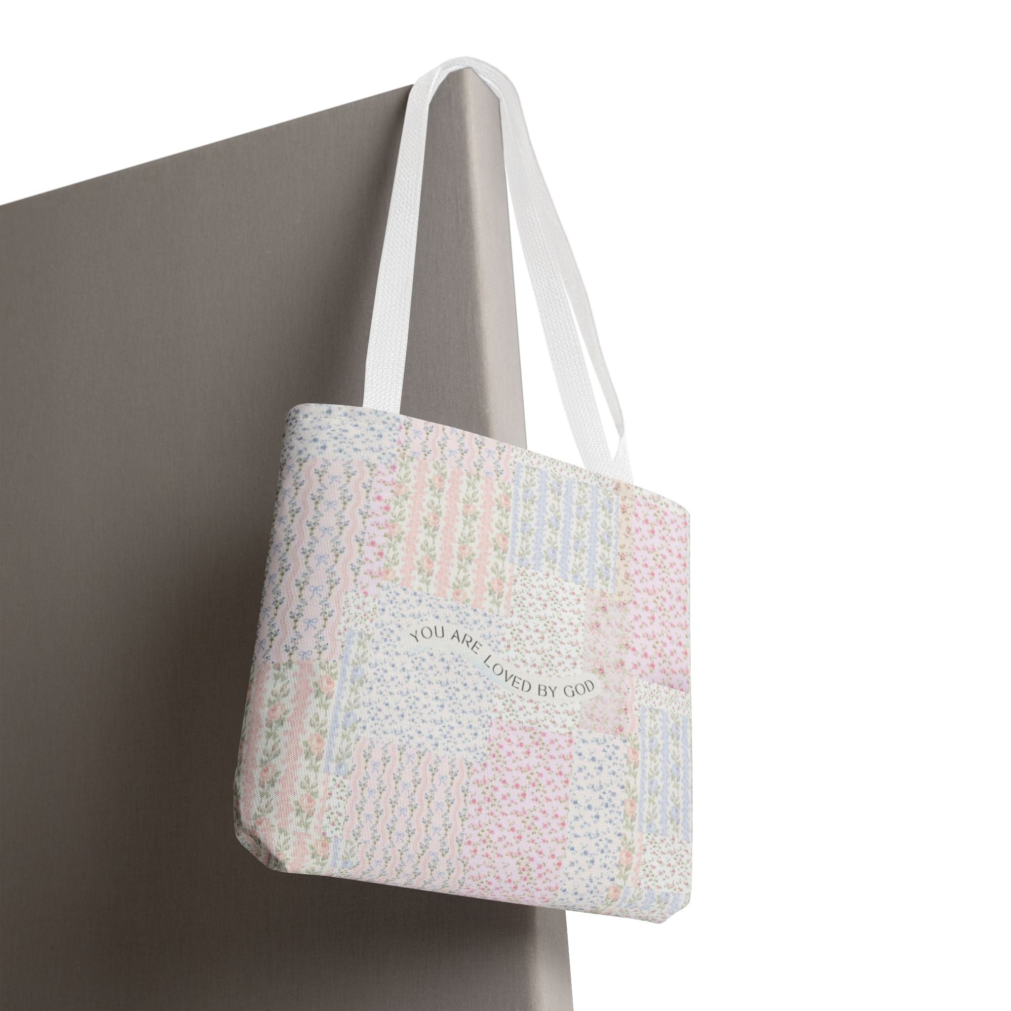 Spiritual Tote Bag with Floral Design, Inspirational Gift for Women, Church Bag, Eco-Friendly Shoulder Tote, Everyday Use
