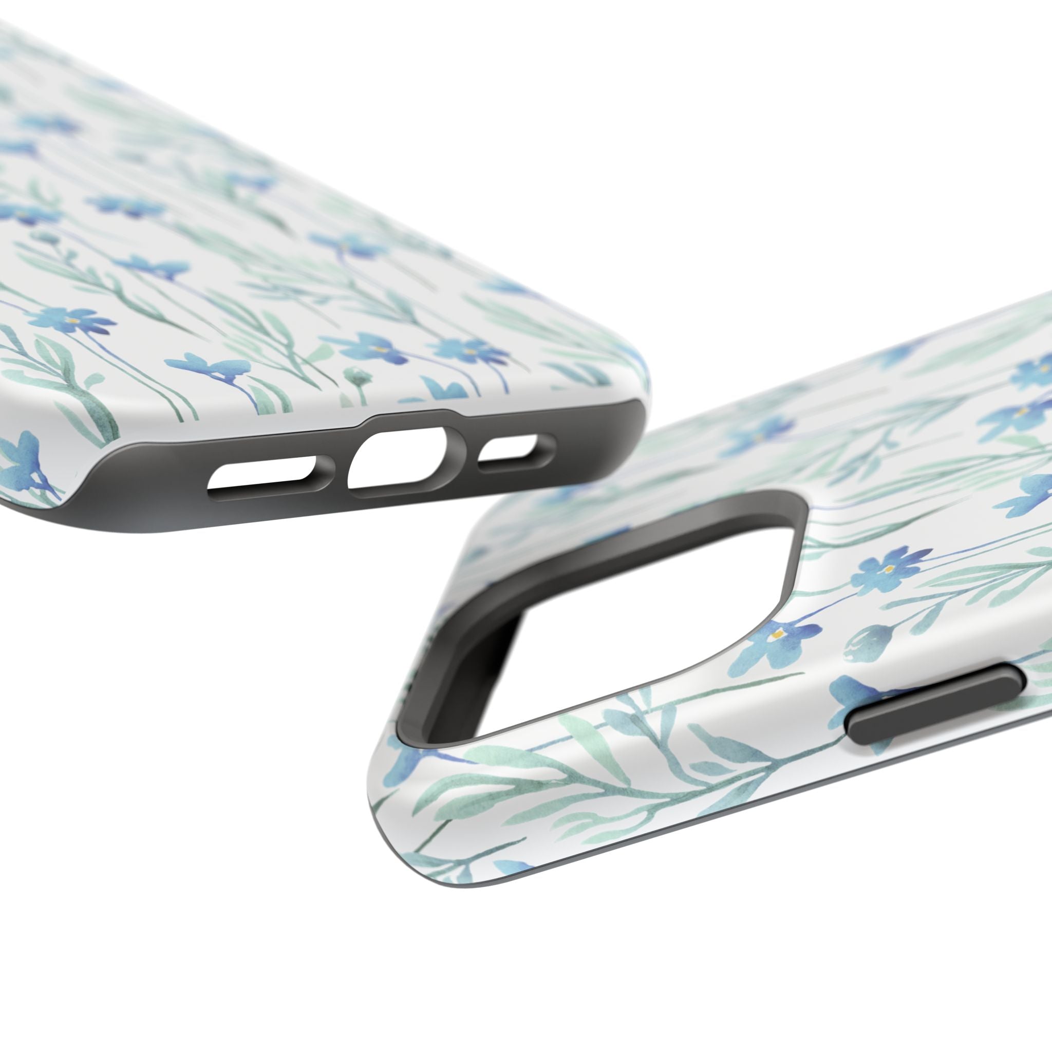 Customizable: Blue Floral Impact-Resistant Phone Case