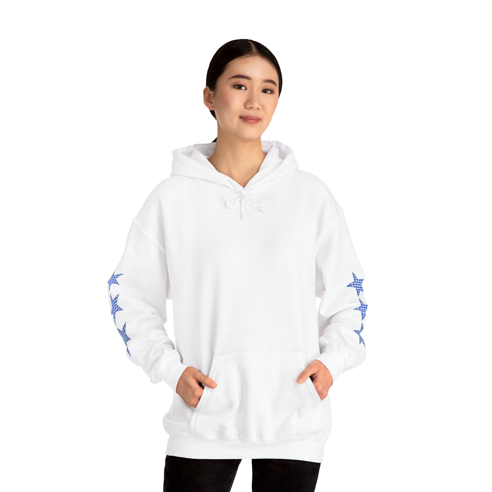 Customizable Tri-Star Blue Gingham Hoodie