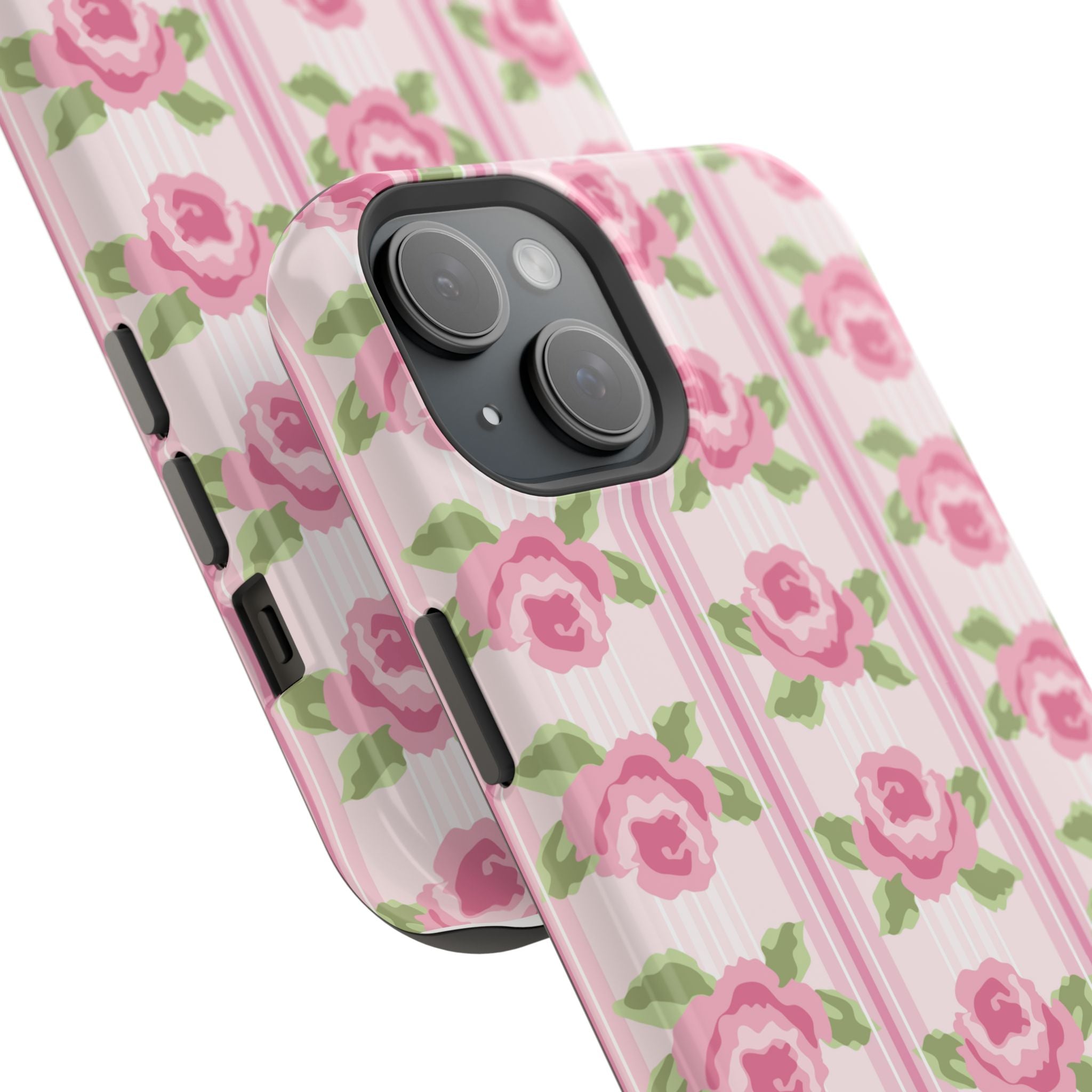 Customizable: Floral Impact-Resistant Phone Case, Pink Rose Pattern