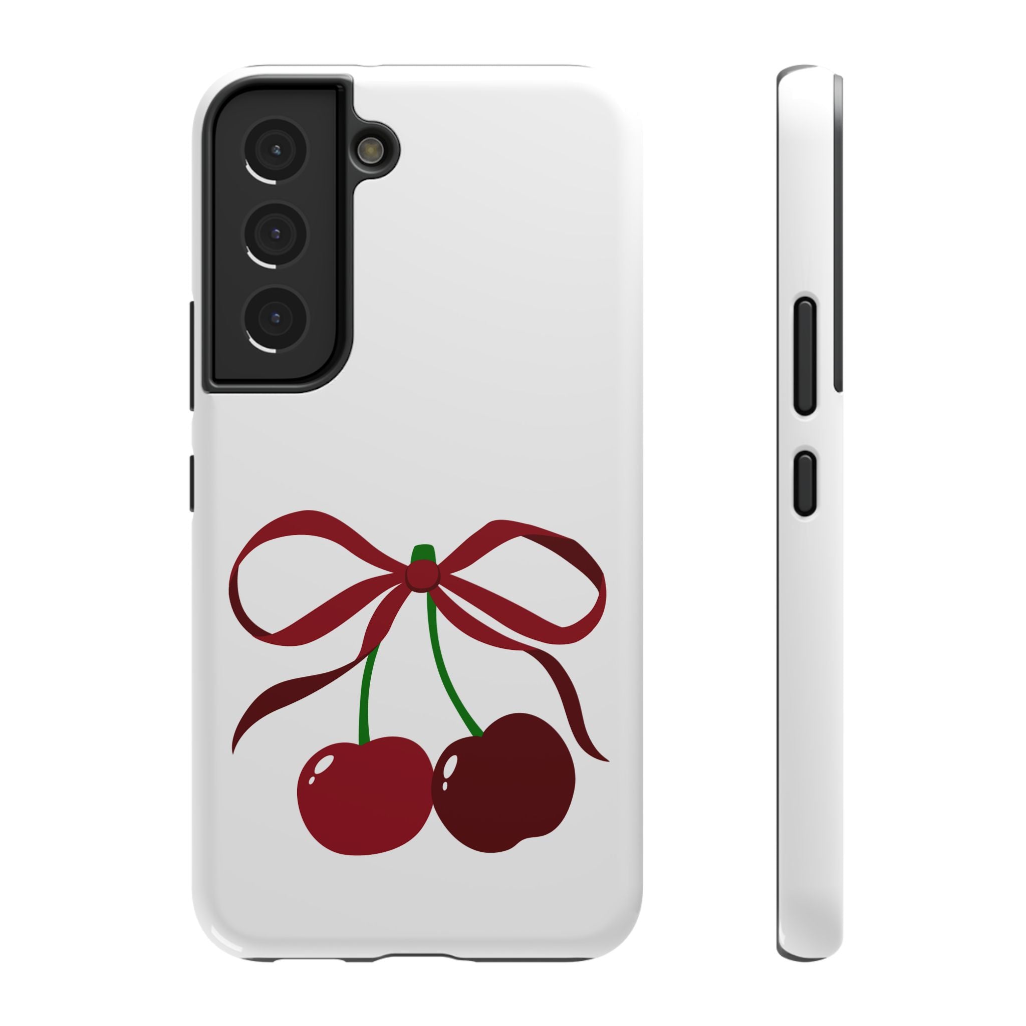 Customizable: Cherry Bow Impact-Resistant Case for Smartphones | Cute Phone Cover | Gift for Her | Cherry Lover's Accessory | Durable Phone Case