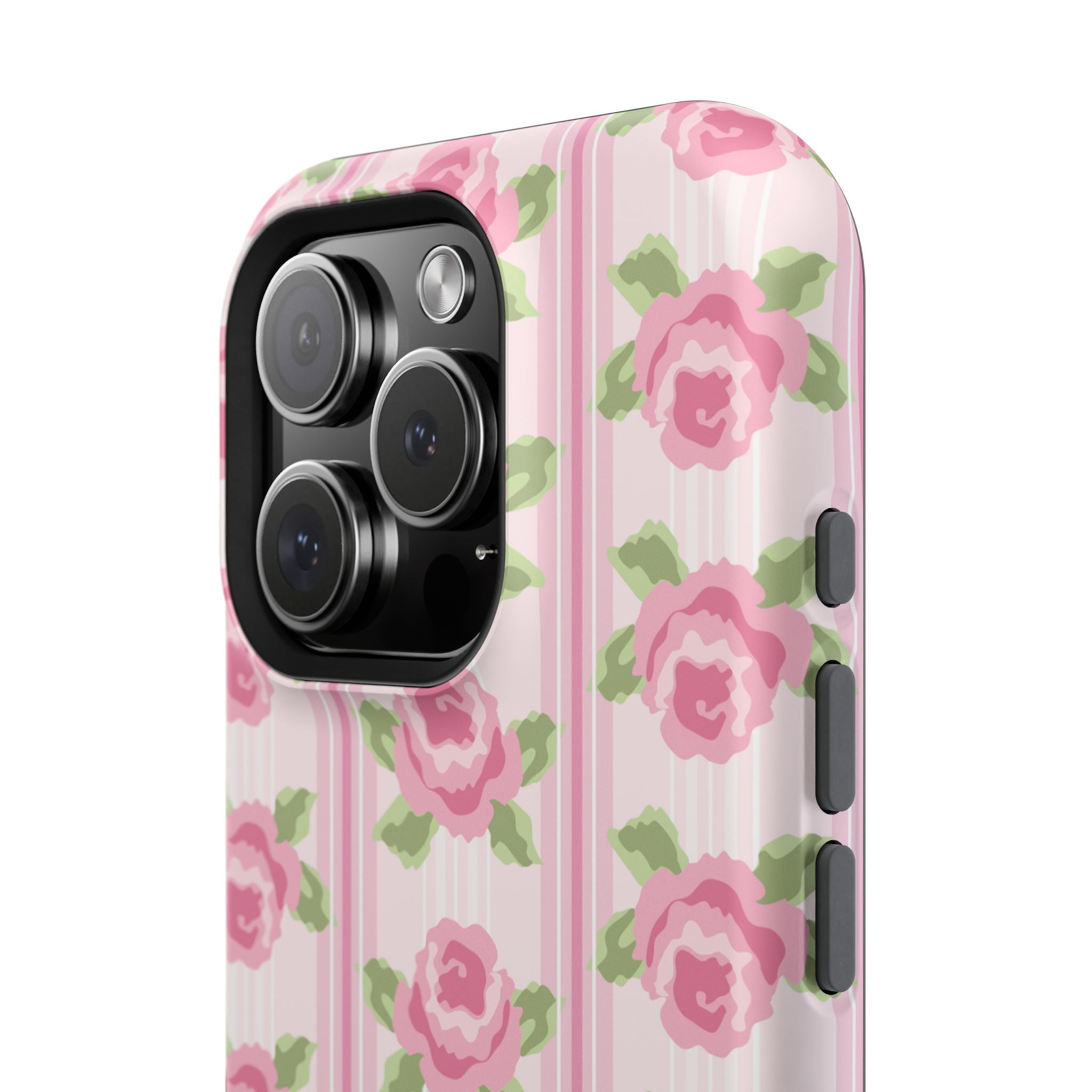 Customizable: Floral Impact-Resistant Phone Case, Pink Rose Pattern