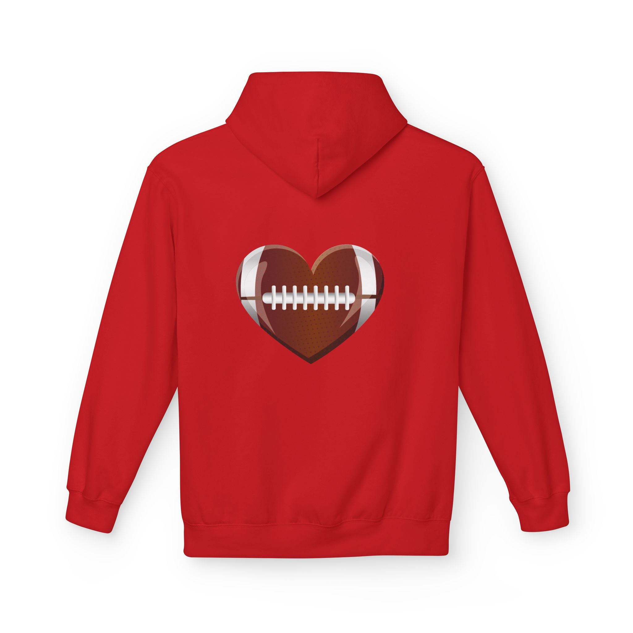 Football Heart Hoodie - Midweight Fleece Sweatshirt for Sports Fans, Gift for Holidays, Game Day Apparel, Cozy and Casual