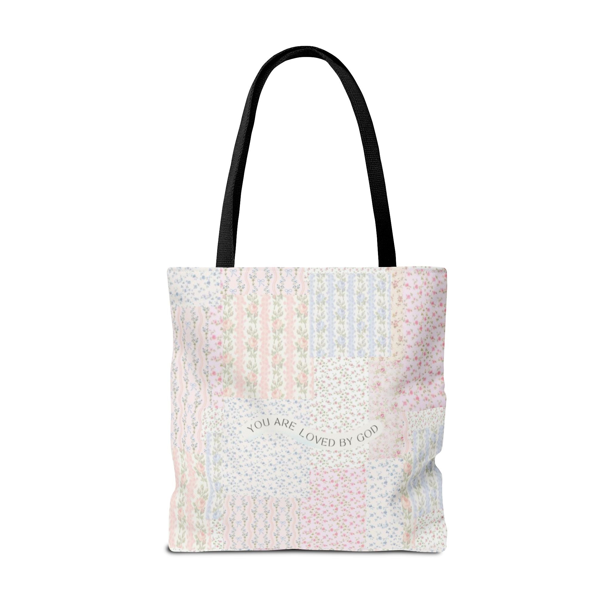 Spiritual Tote Bag with Floral Design, Inspirational Gift for Women, Church Bag, Eco-Friendly Shoulder Tote, Everyday Use