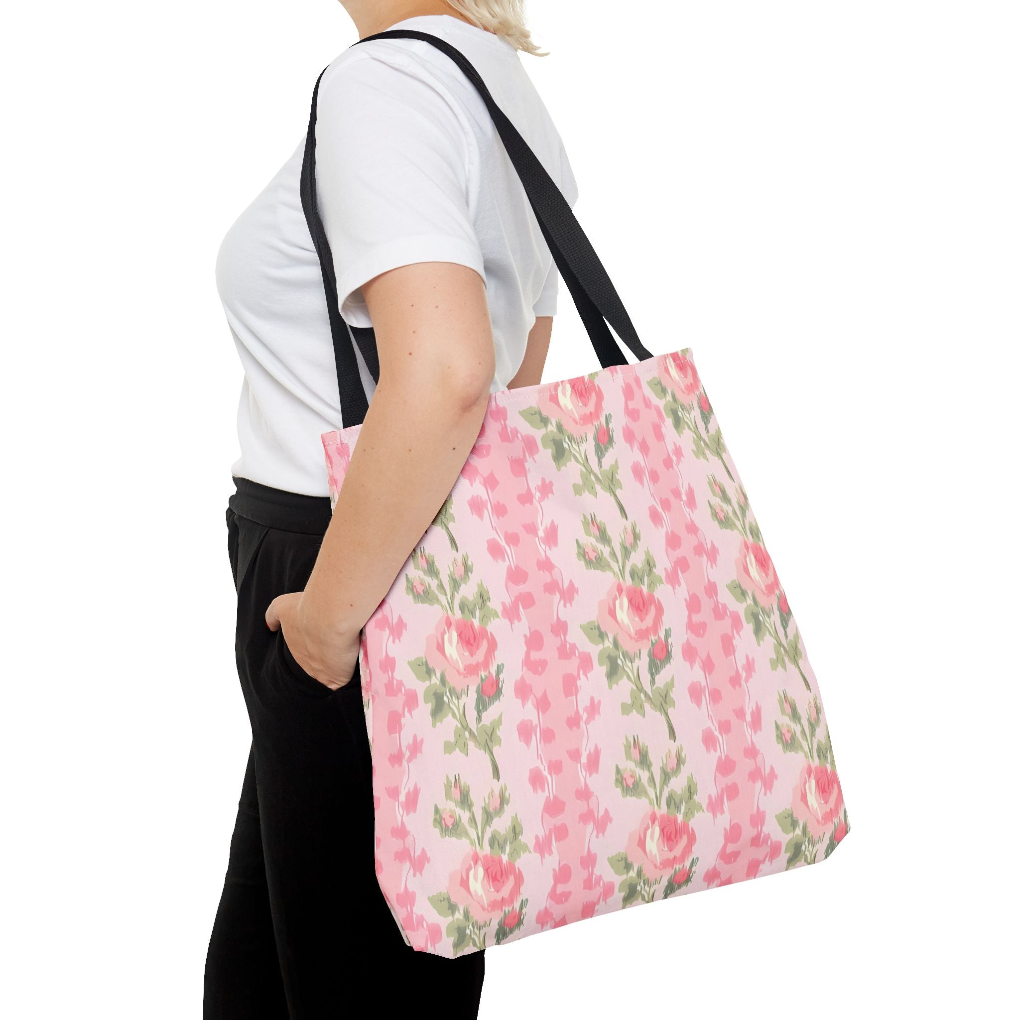 Customizable Elegant Pink Floral Tote
