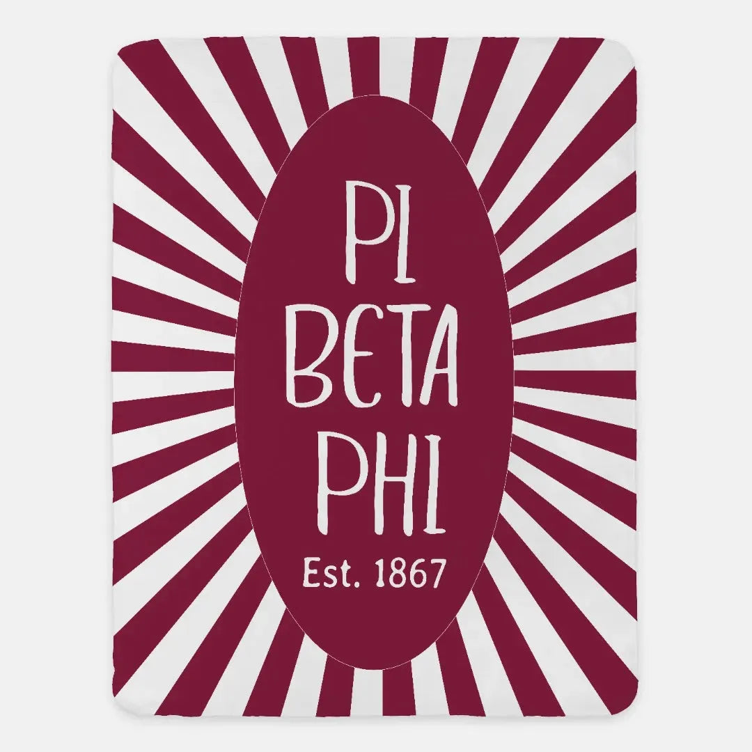 Pi Phi Sherpa Blanket - Wine Starburst 60"x80"