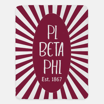 Pi Phi Sherpa Blanket - Wine Starburst 60"x80"