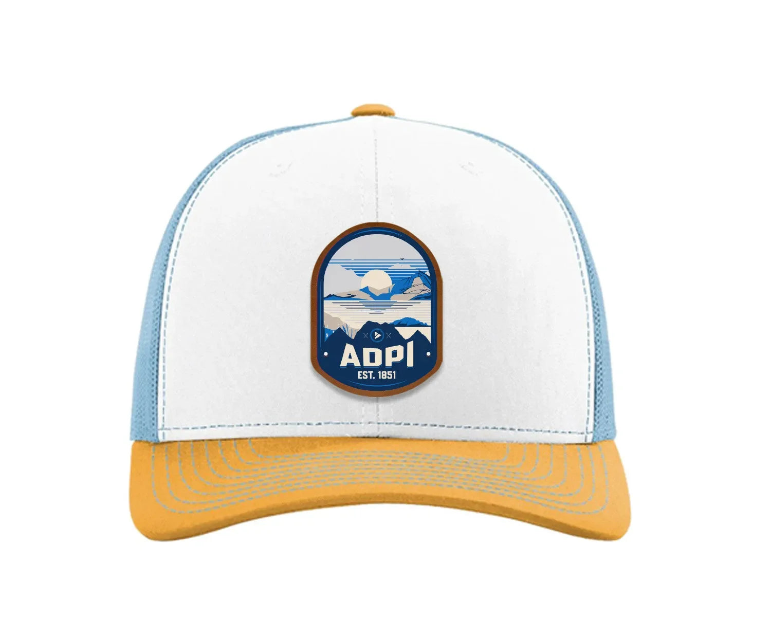 Alpha Delta Pi Richardson 112 UV Print Leatherette Patch Trucker Hat - Ventura