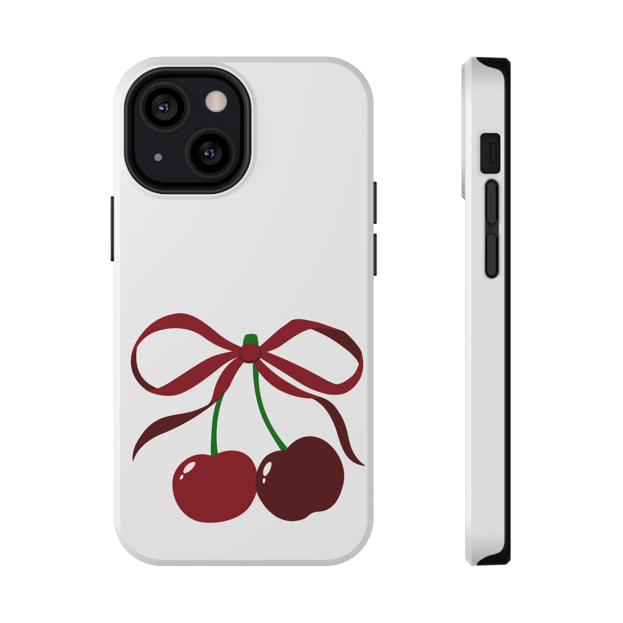Customizable: Cherry Bow Impact-Resistant Case for Smartphones | Cute Phone Cover | Gift for Her | Cherry Lover's Accessory | Durable Phone Case