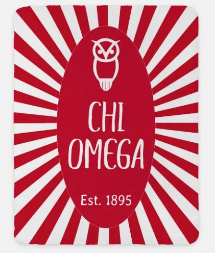 Chi Omega Straw XL 60x80 Sherpa Blanket - Starburst
