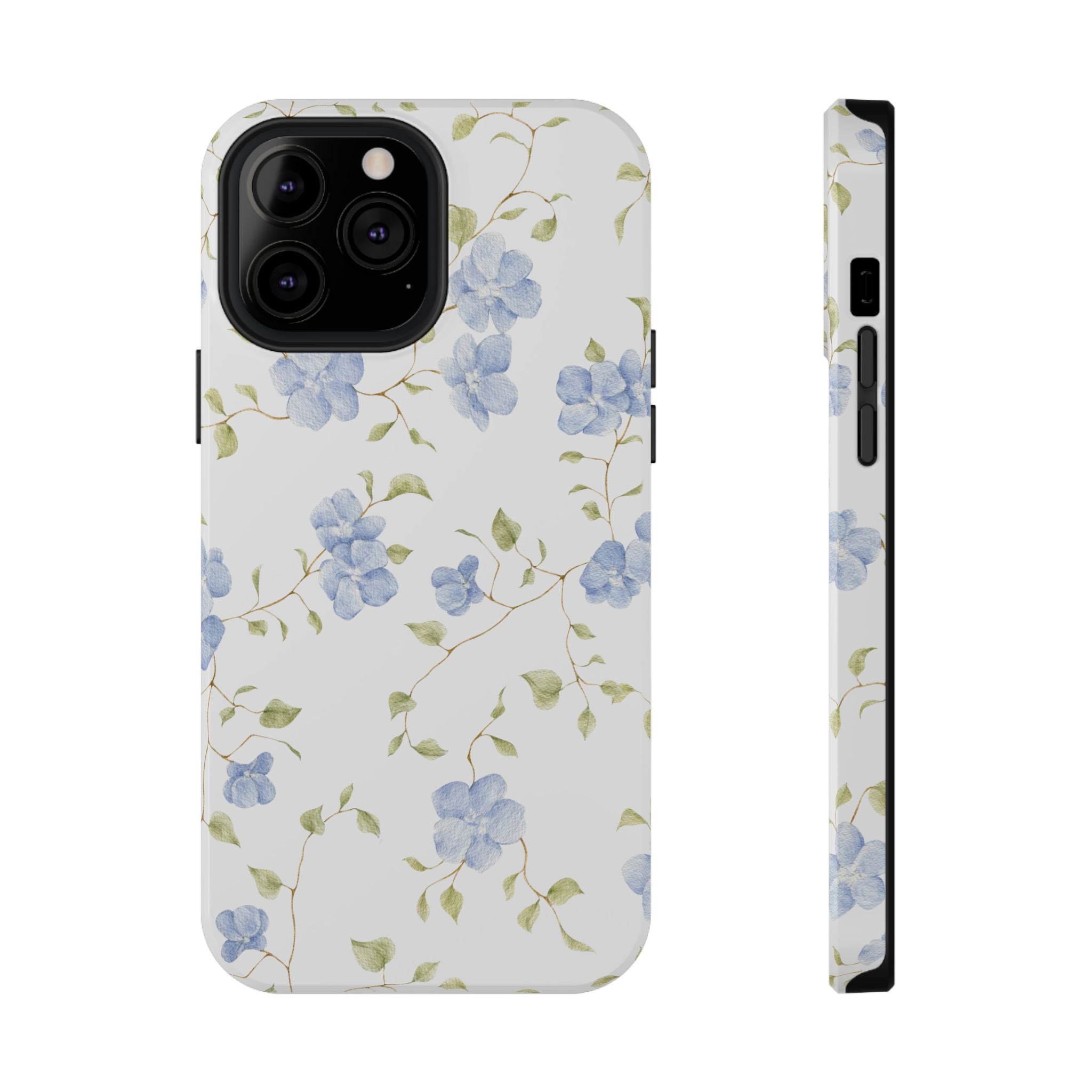 Customizable: Blue Floral Impact-Resistant Phone Case