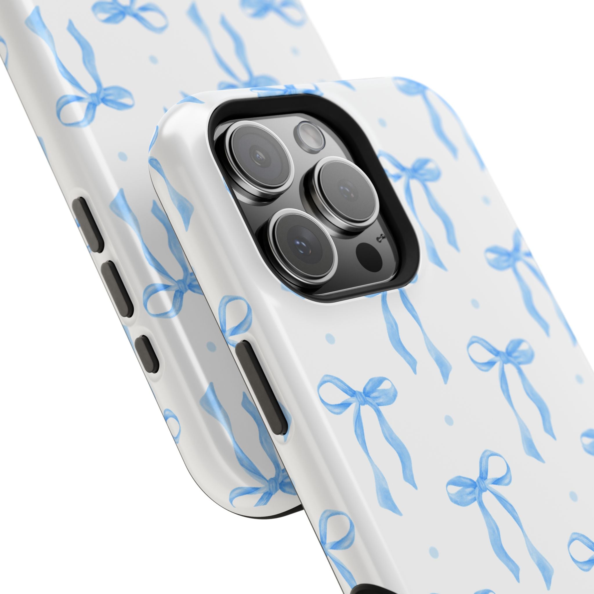 Customizable: Chic Blue Coquette Bow Impact-Resistant Phone Case