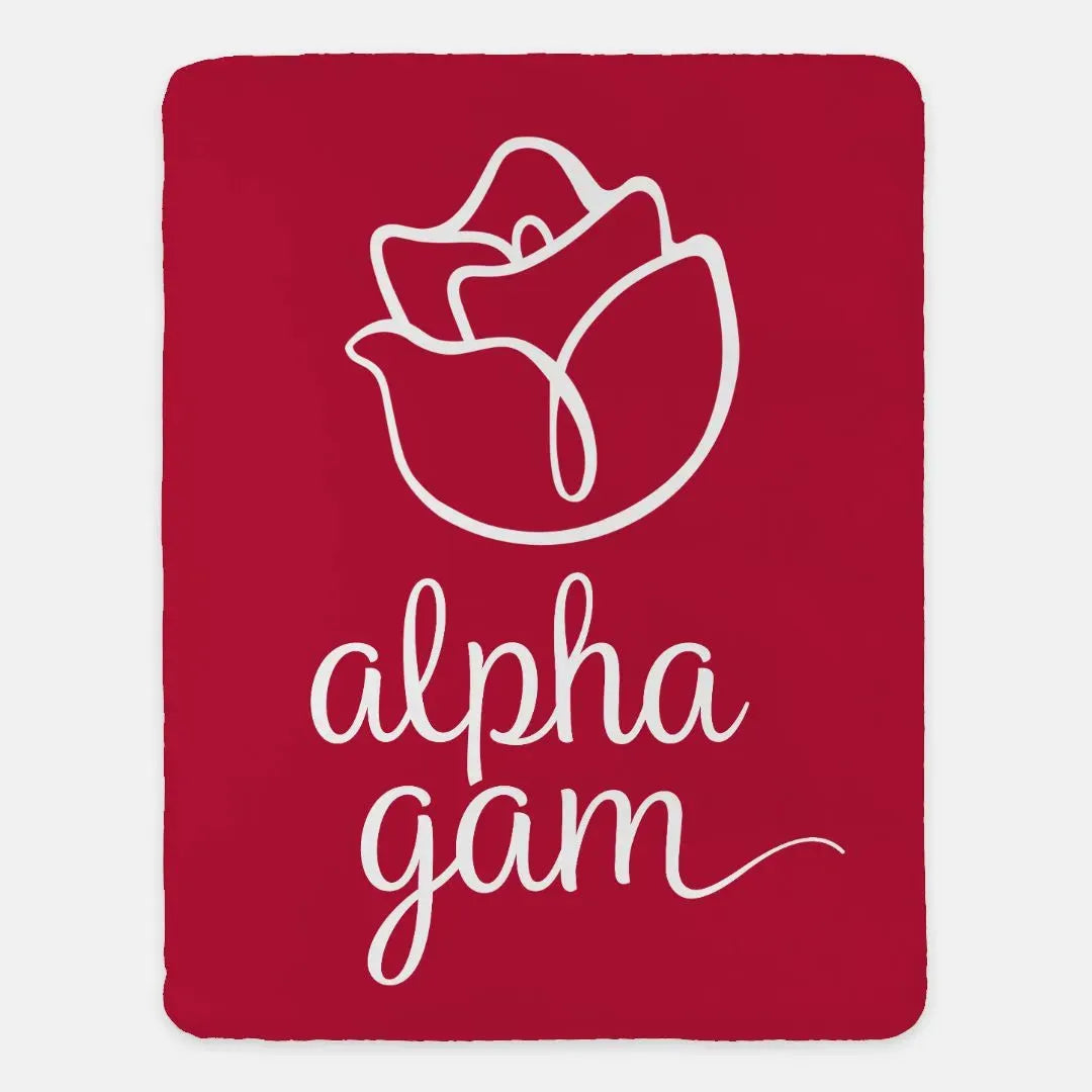 Alpha Gam XL 60x80 Sherpa Blanket - Red Rose
