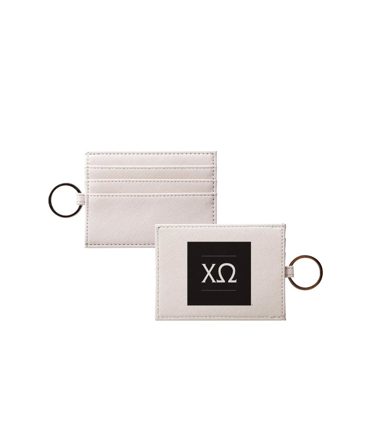 Chi O Vegan Saffiano Leather Card Holder - Greek Letters
