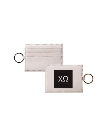Chi O Vegan Saffiano Leather Card Holder - Greek Letters