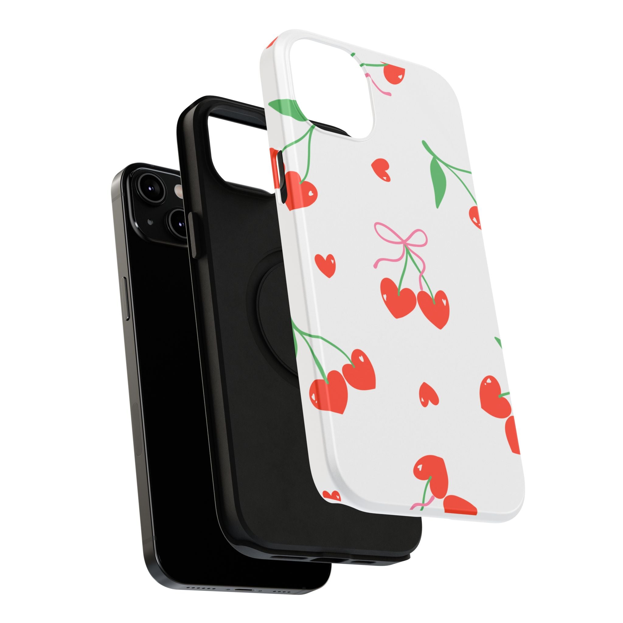 Customizable: Cherry Heart Impact-Resistant Phone Case