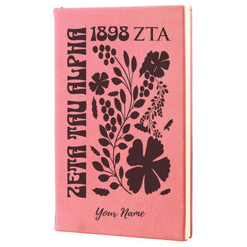 Zeta Tau Alpha Personalized Leatherette Notebook Journal - Retro Floral
