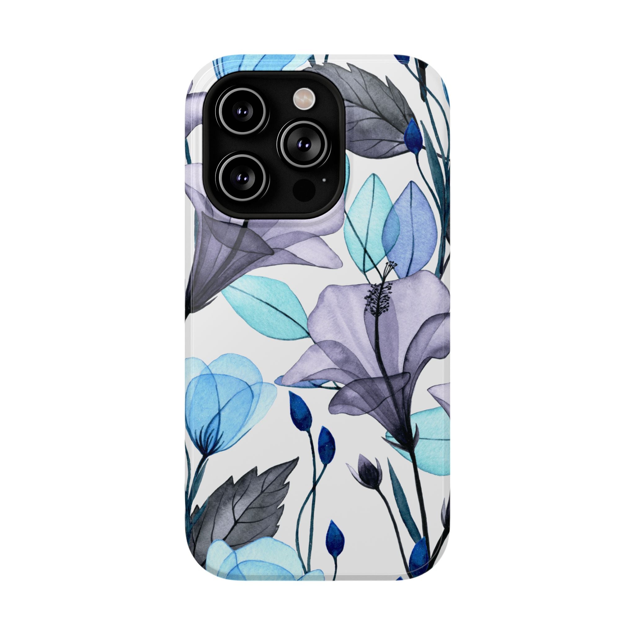 Customizable: Blue and Purple Floral Impact-Resistant Phone Case