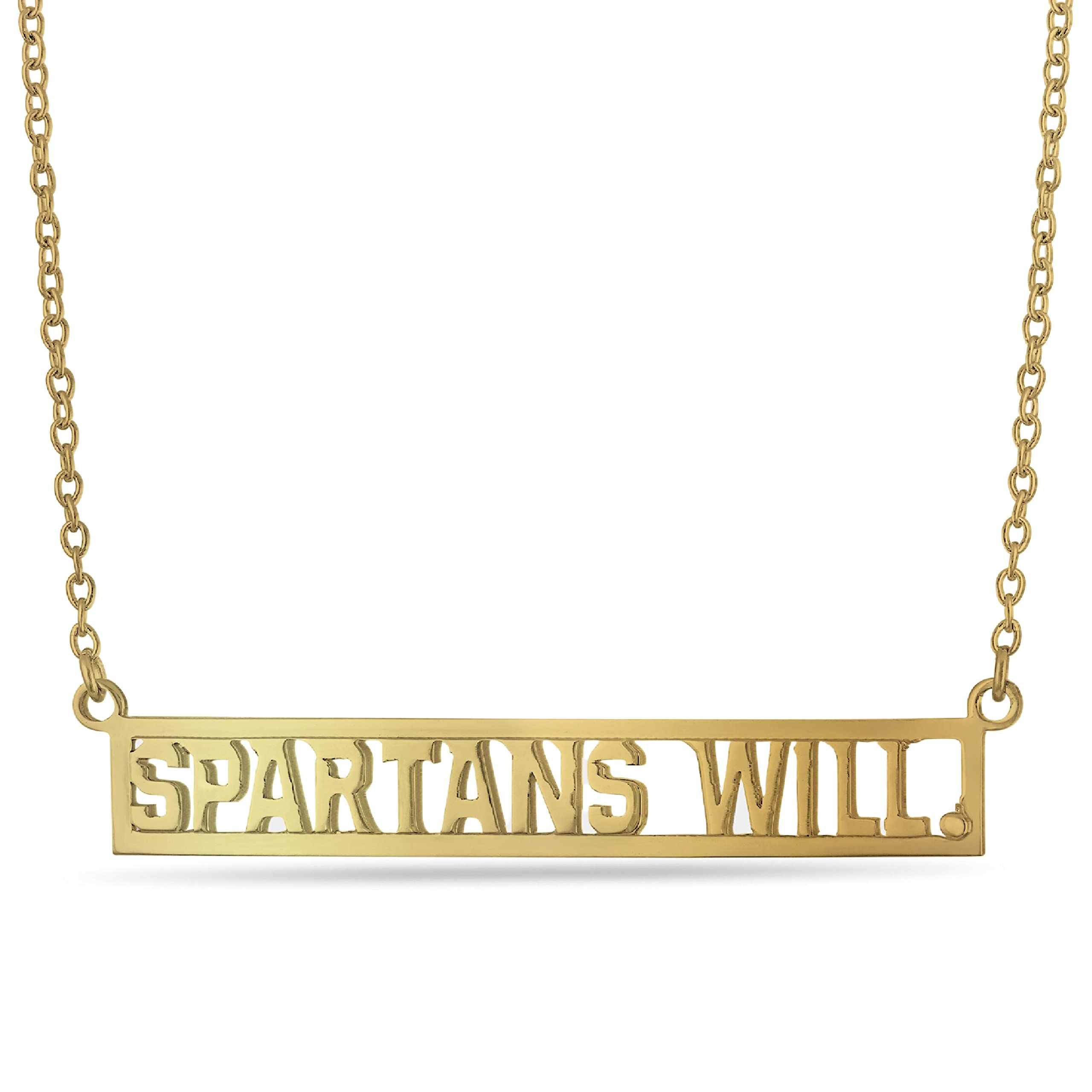 MSU Necklace 'Spartans Will.' 18K Gold Finish