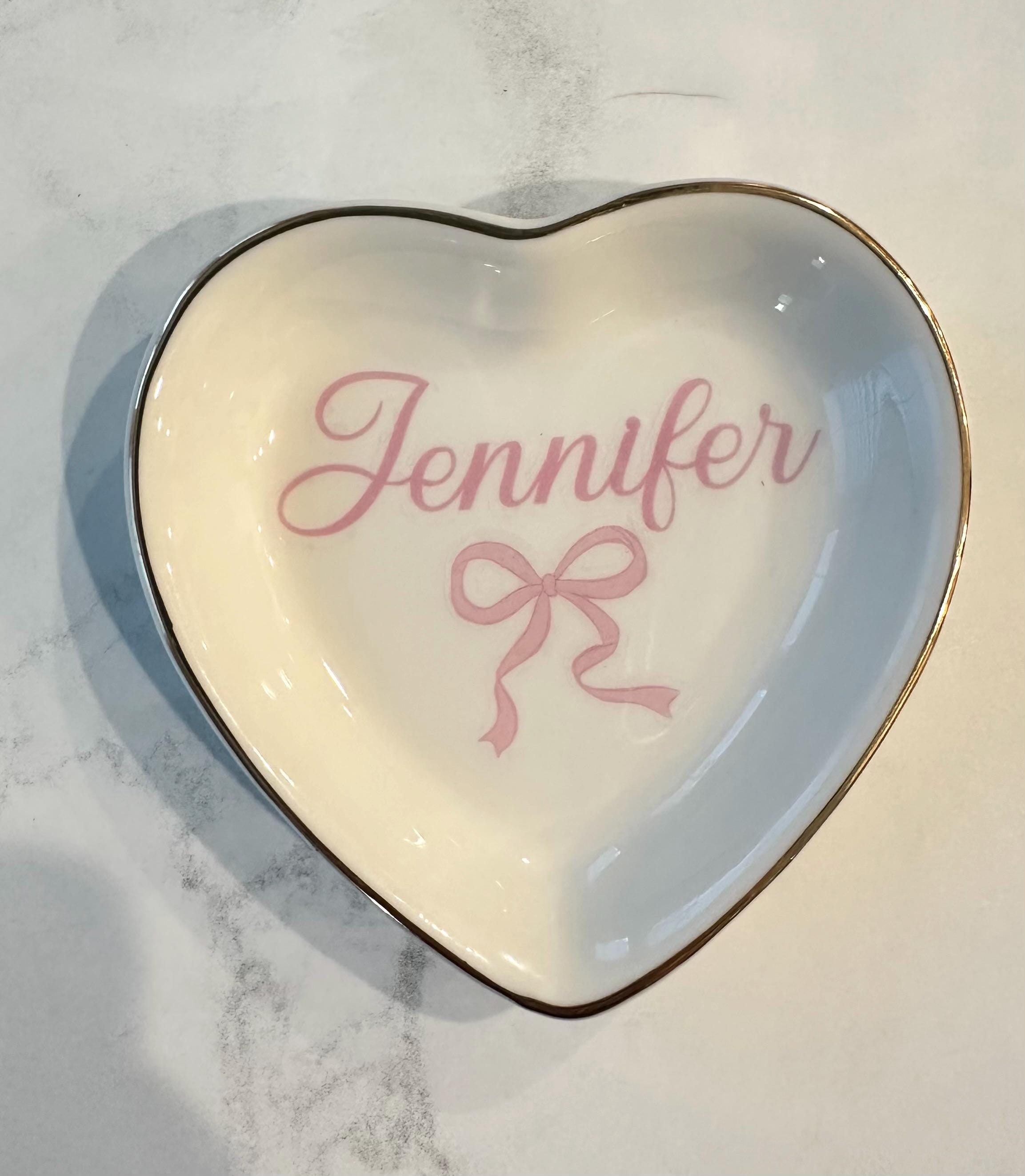 Customizable Custom Heart Trinket Ring Dish: Personalized College Logo, Name