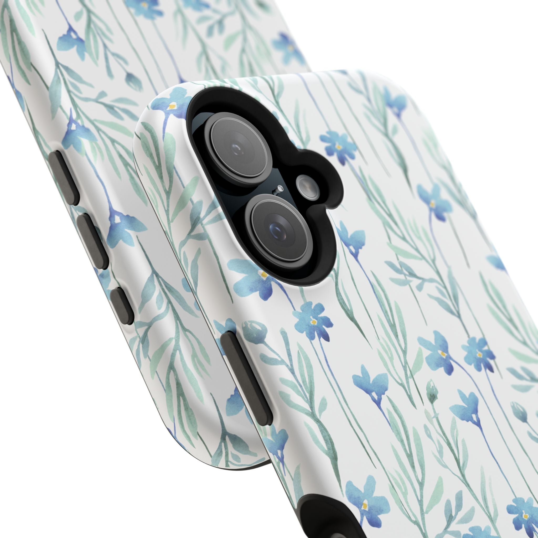 Customizable: Blue Floral Impact-Resistant Phone Case
