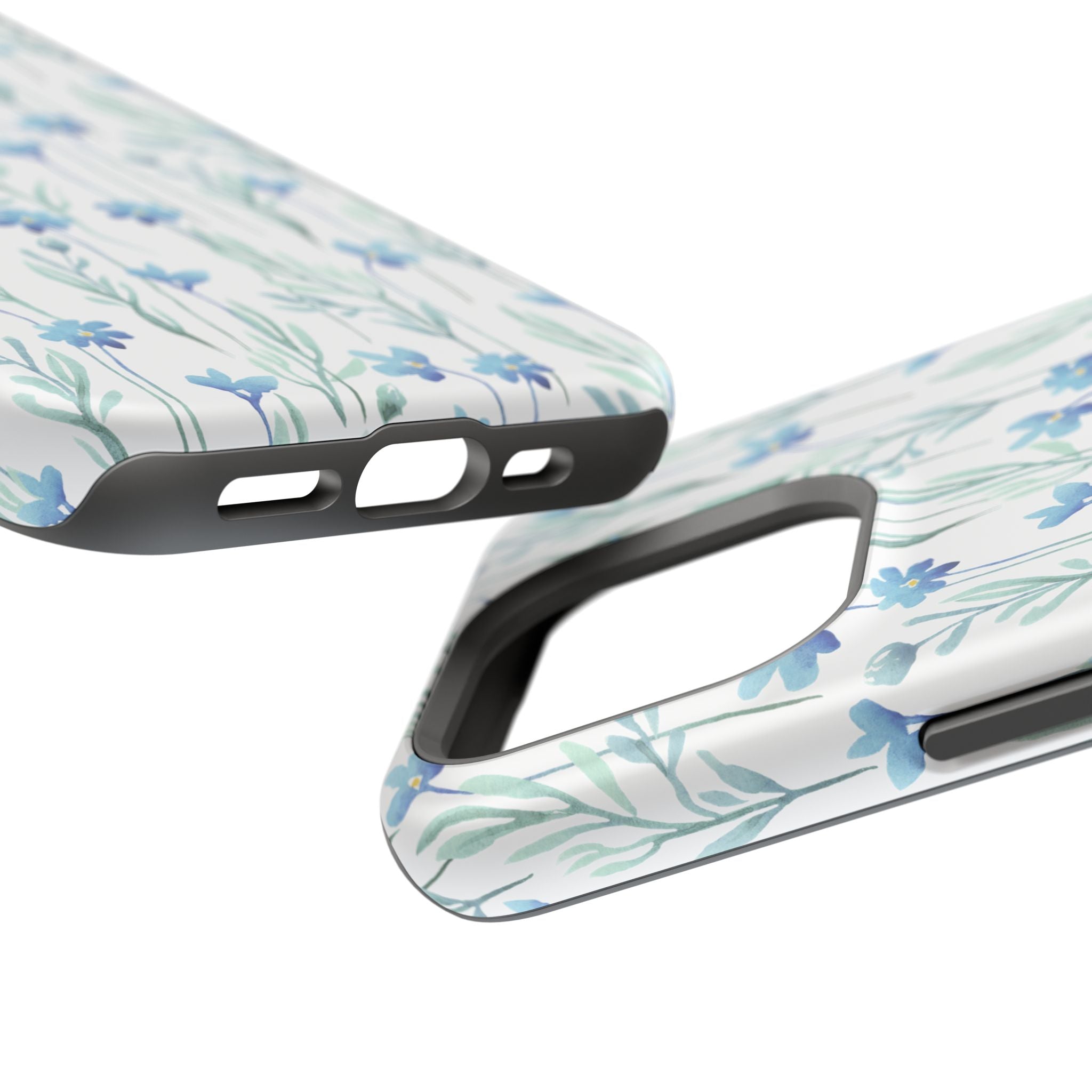Customizable: Blue Floral Impact-Resistant Phone Case
