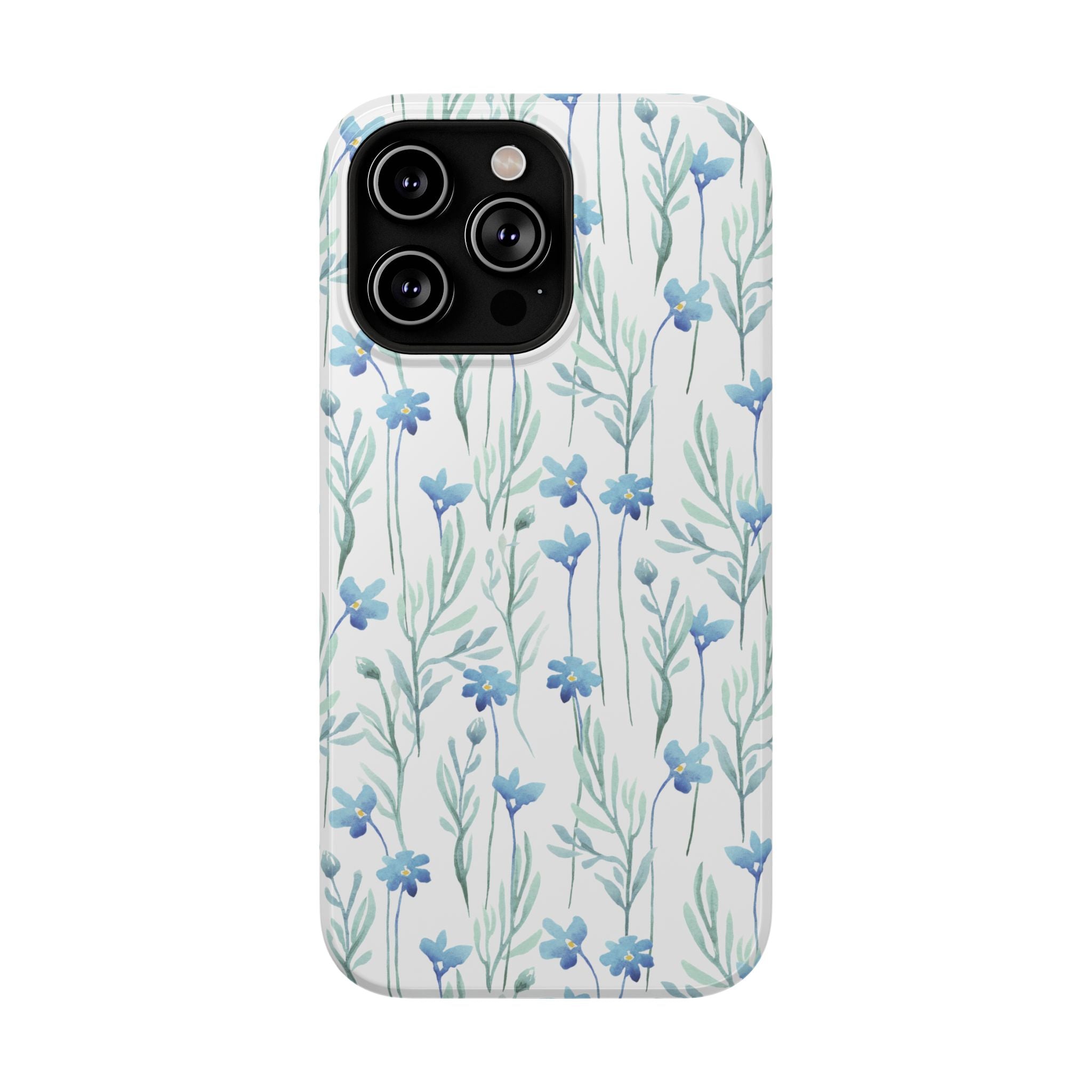 Customizable: Blue Floral Impact-Resistant Phone Case